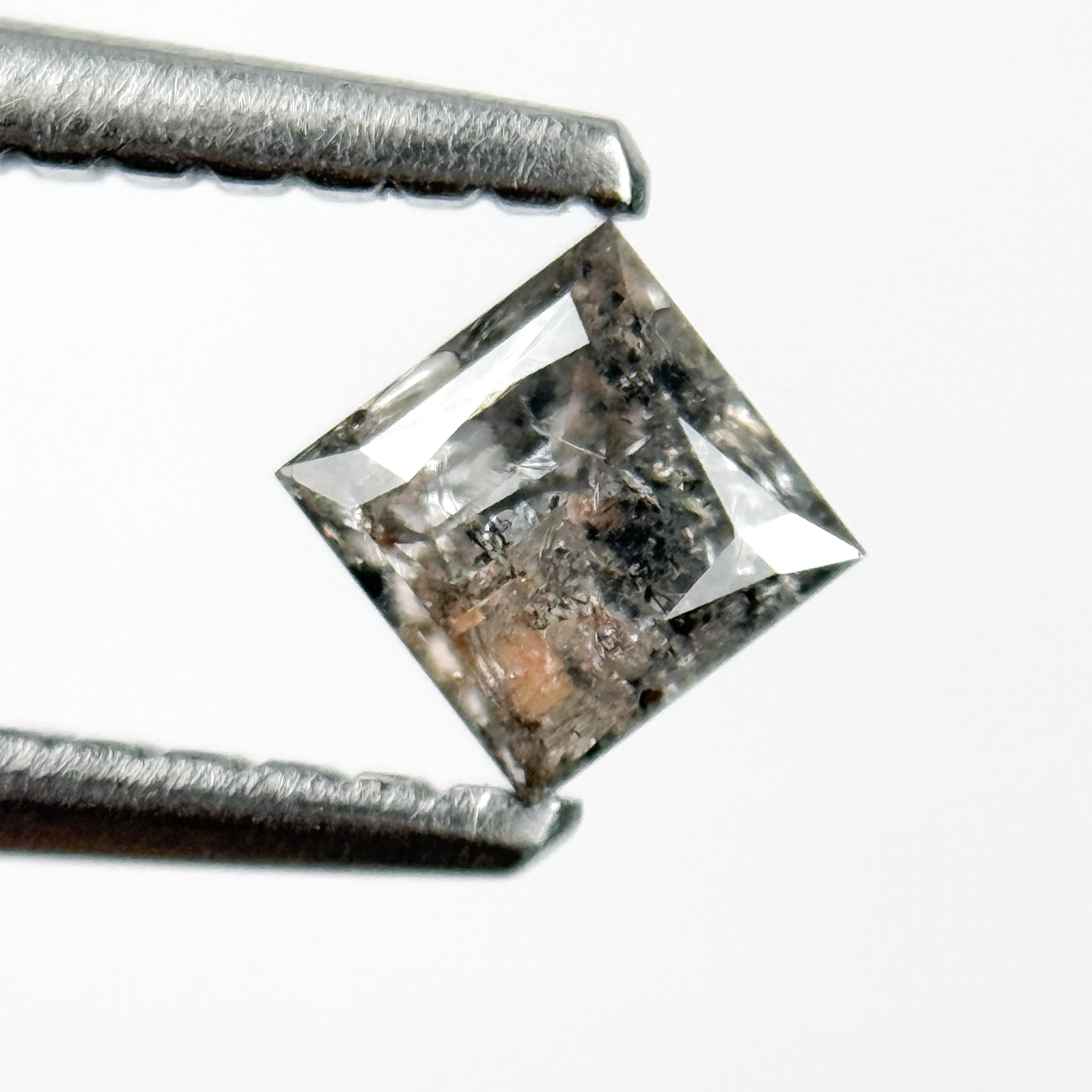 0.30 Ct Princess Rose Cut Grey Natural Salt and Pepper Diamond