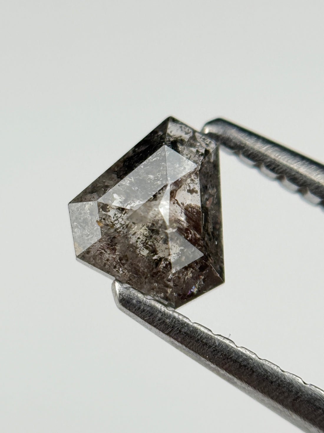 0.52 Ct Coffin Rose Cut Grey Natural Salt and Pepper Diamond