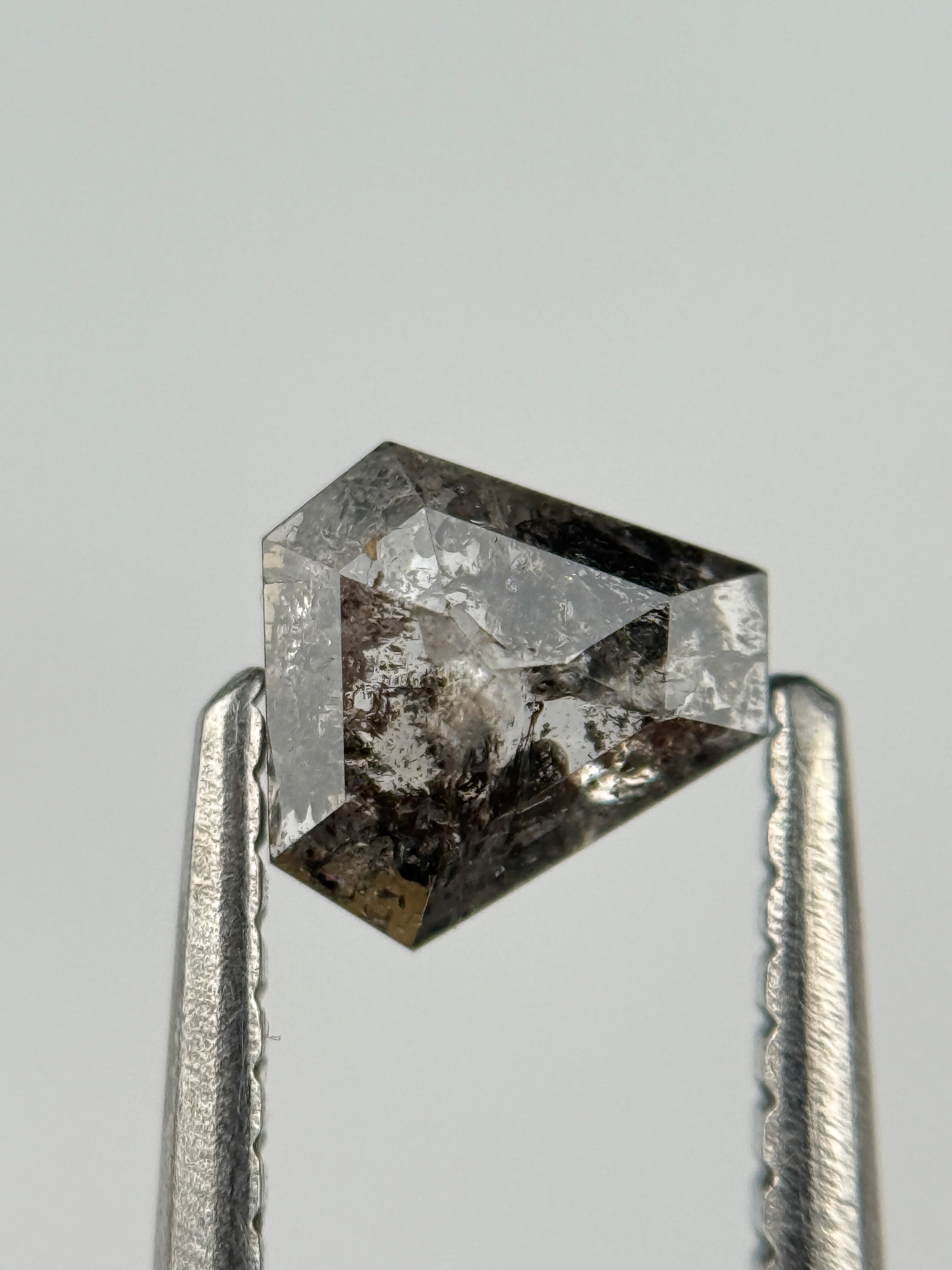 0.52 Ct Coffin Rose Cut Grey Natural Salt and Pepper Diamond