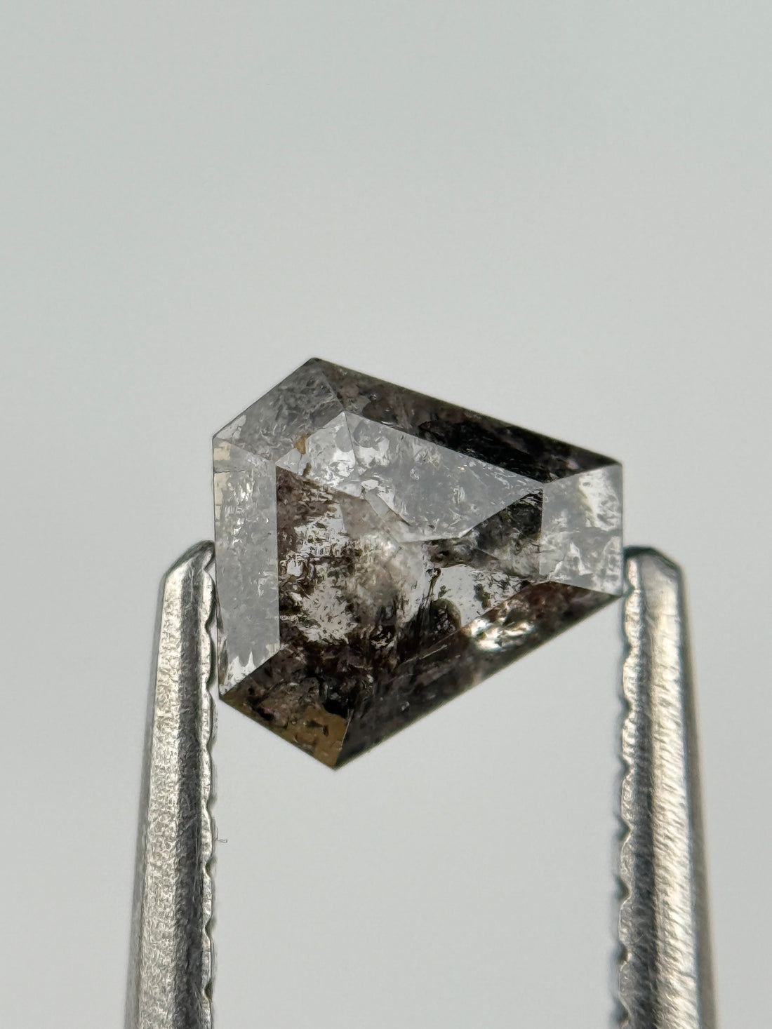 0.52 Ct Coffin Rose Cut Grey Natural Salt and Pepper Diamond
