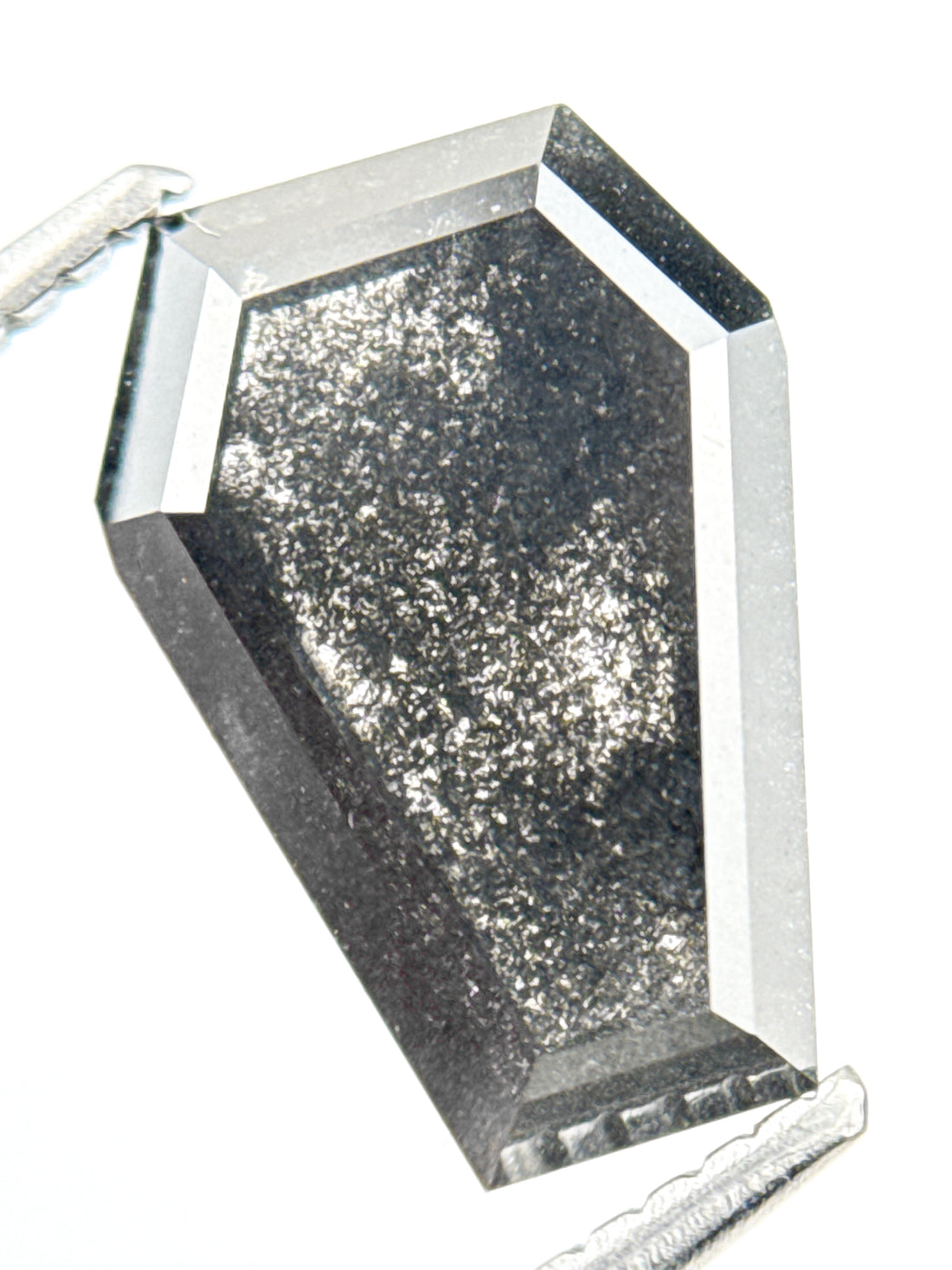 3.58 Ct Coffin Rose Cut Grey Natural Galaxy Diamond