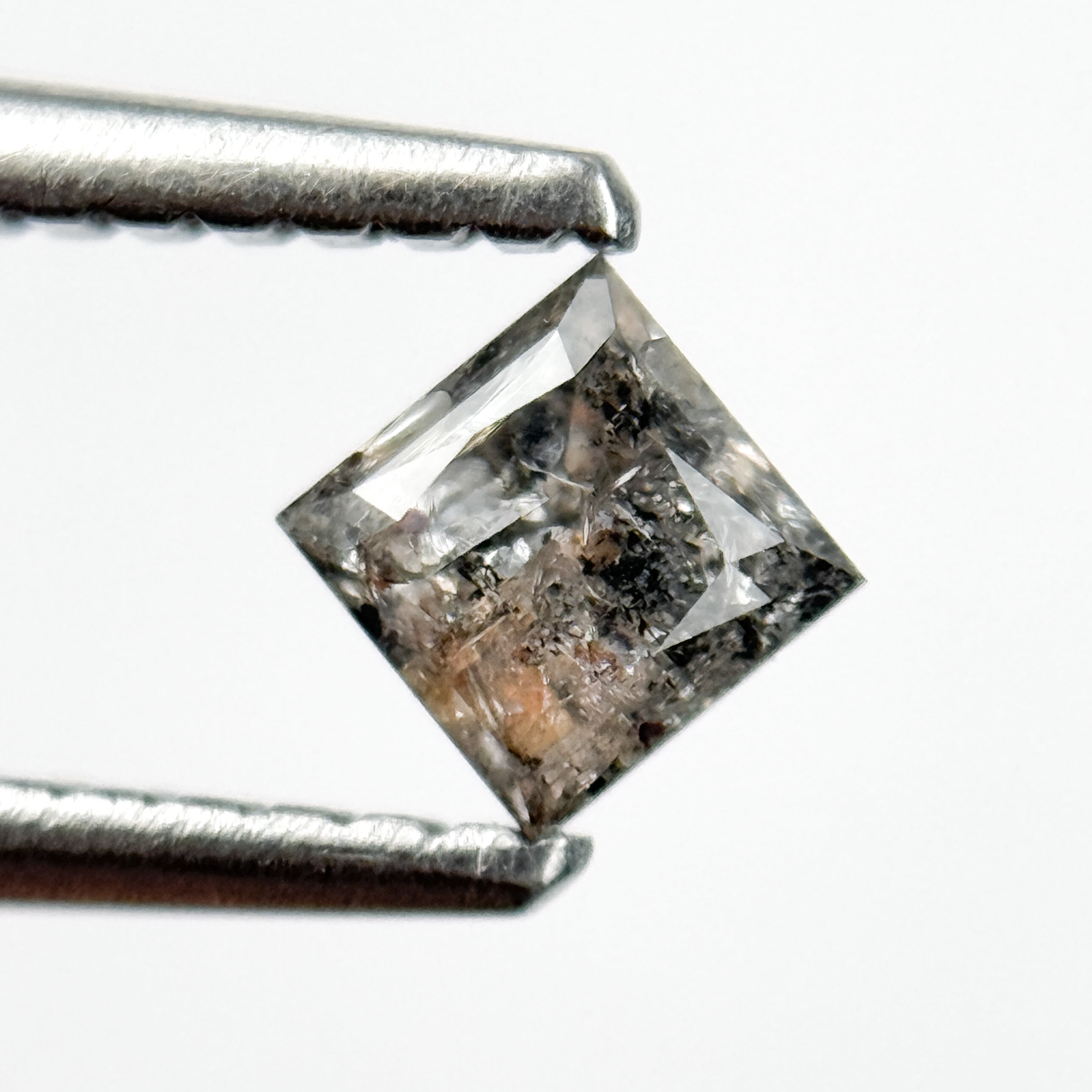 0.30 Ct Princess Rose Cut Grey Natural Salt and Pepper Diamond