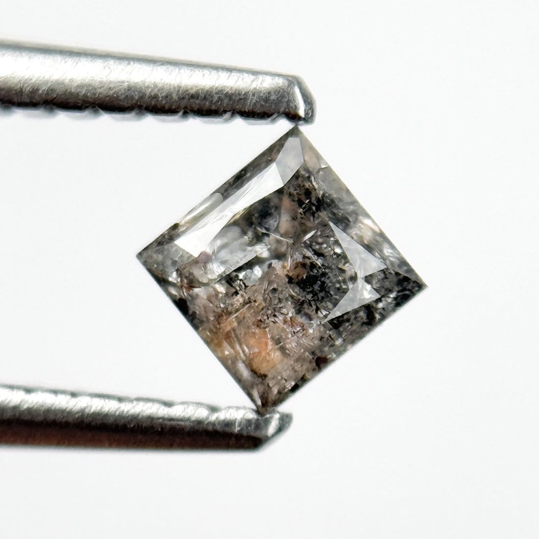 0.30 Ct Princess Rose Cut Grey Natural Salt and Pepper Diamond