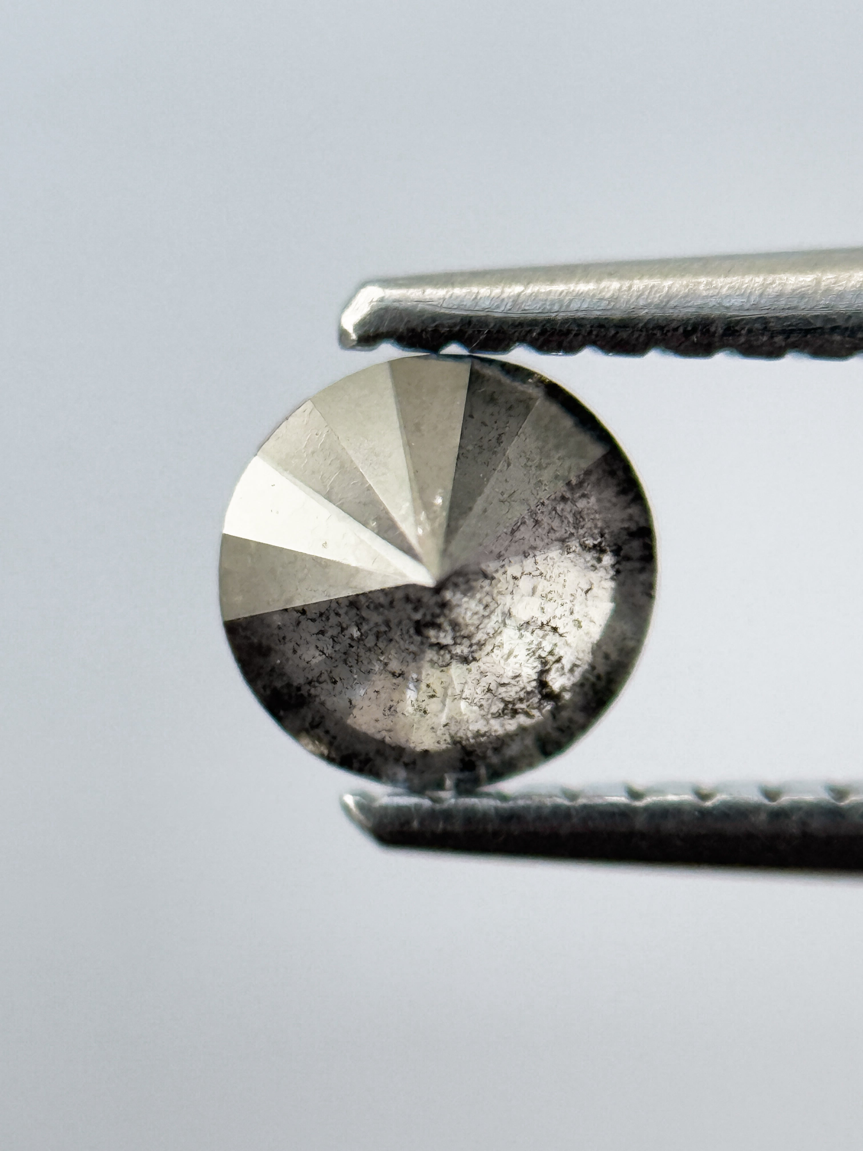 0.58 Ct Round Brilliant Cut Grey Natural Salt and Pepper Diamond