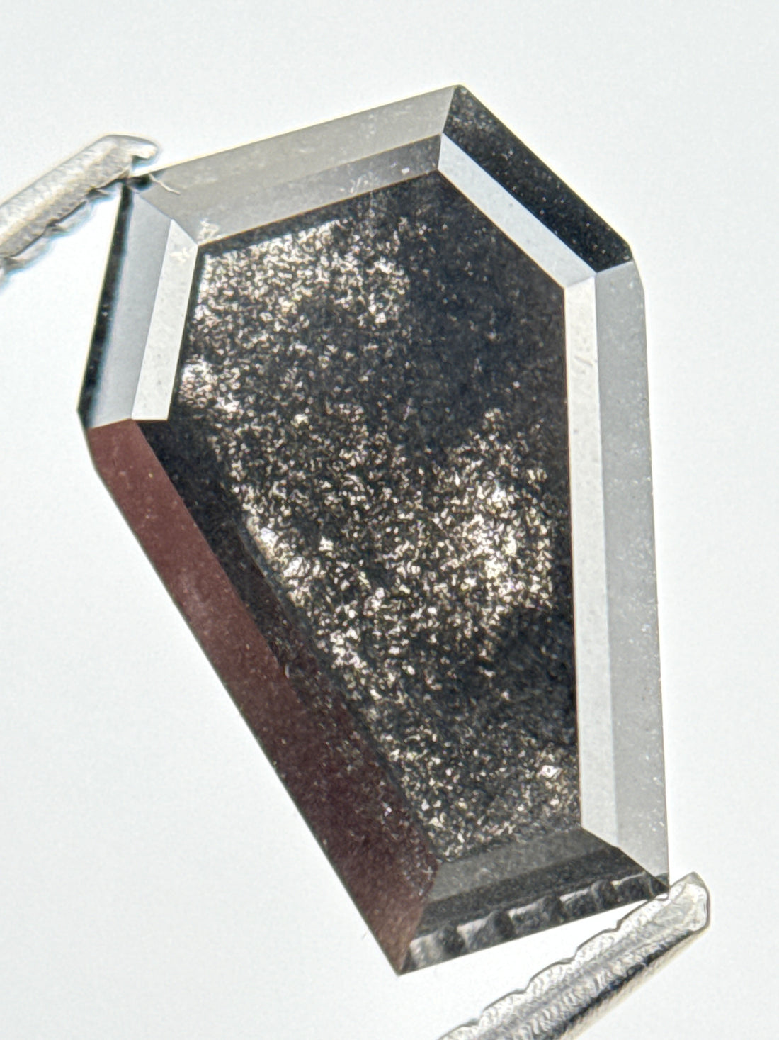 3.58 Ct Coffin Rose Cut Grey Natural Galaxy Diamond
