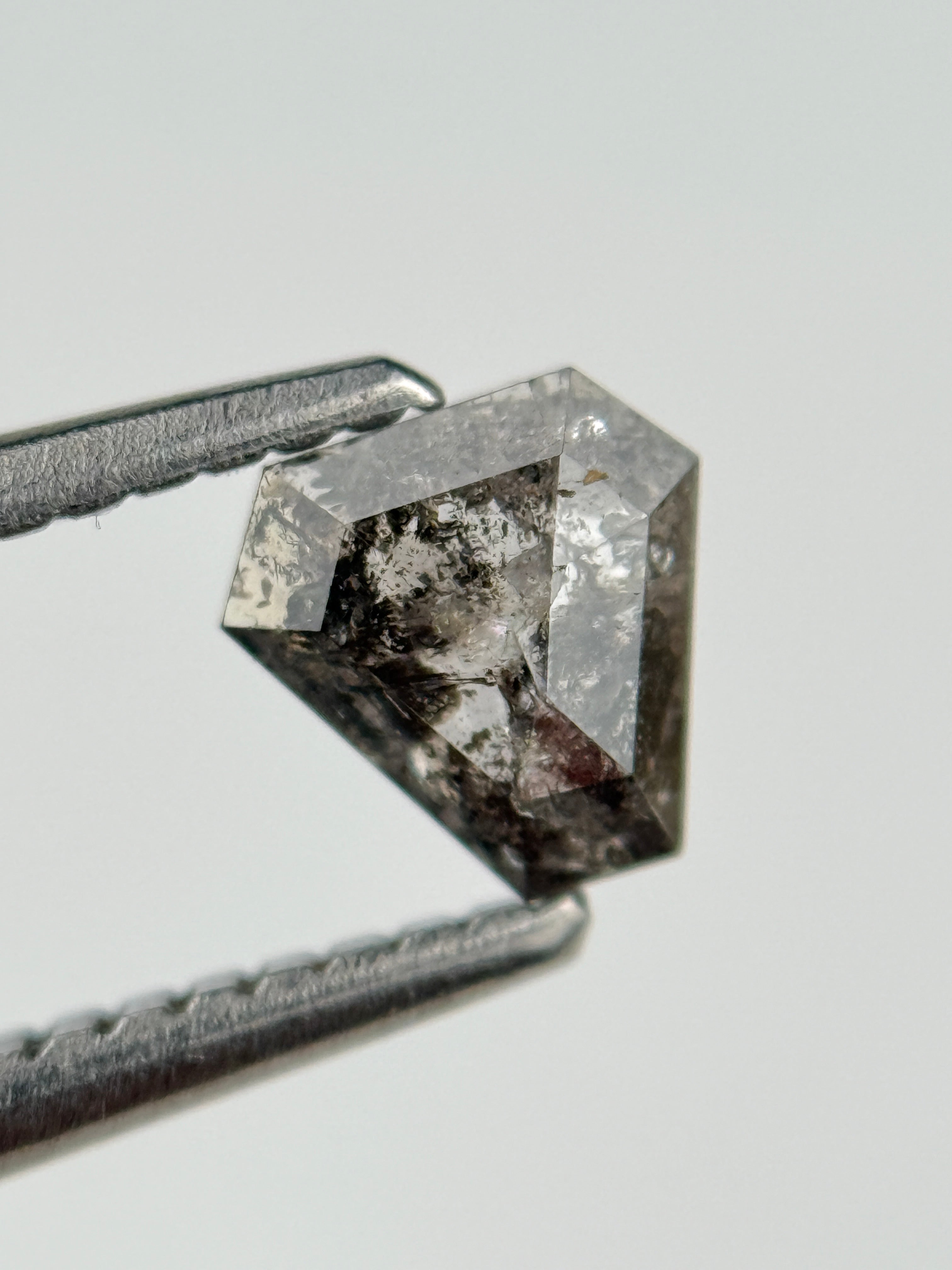 0.52 Ct Coffin Rose Cut Grey Natural Salt and Pepper Diamond