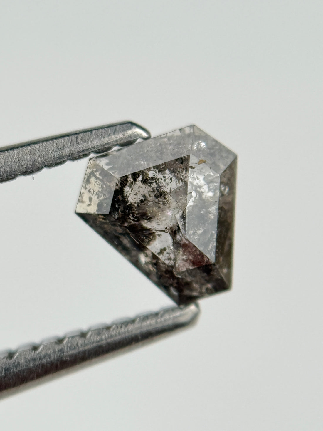 0.52 Ct Coffin Rose Cut Grey Natural Salt and Pepper Diamond