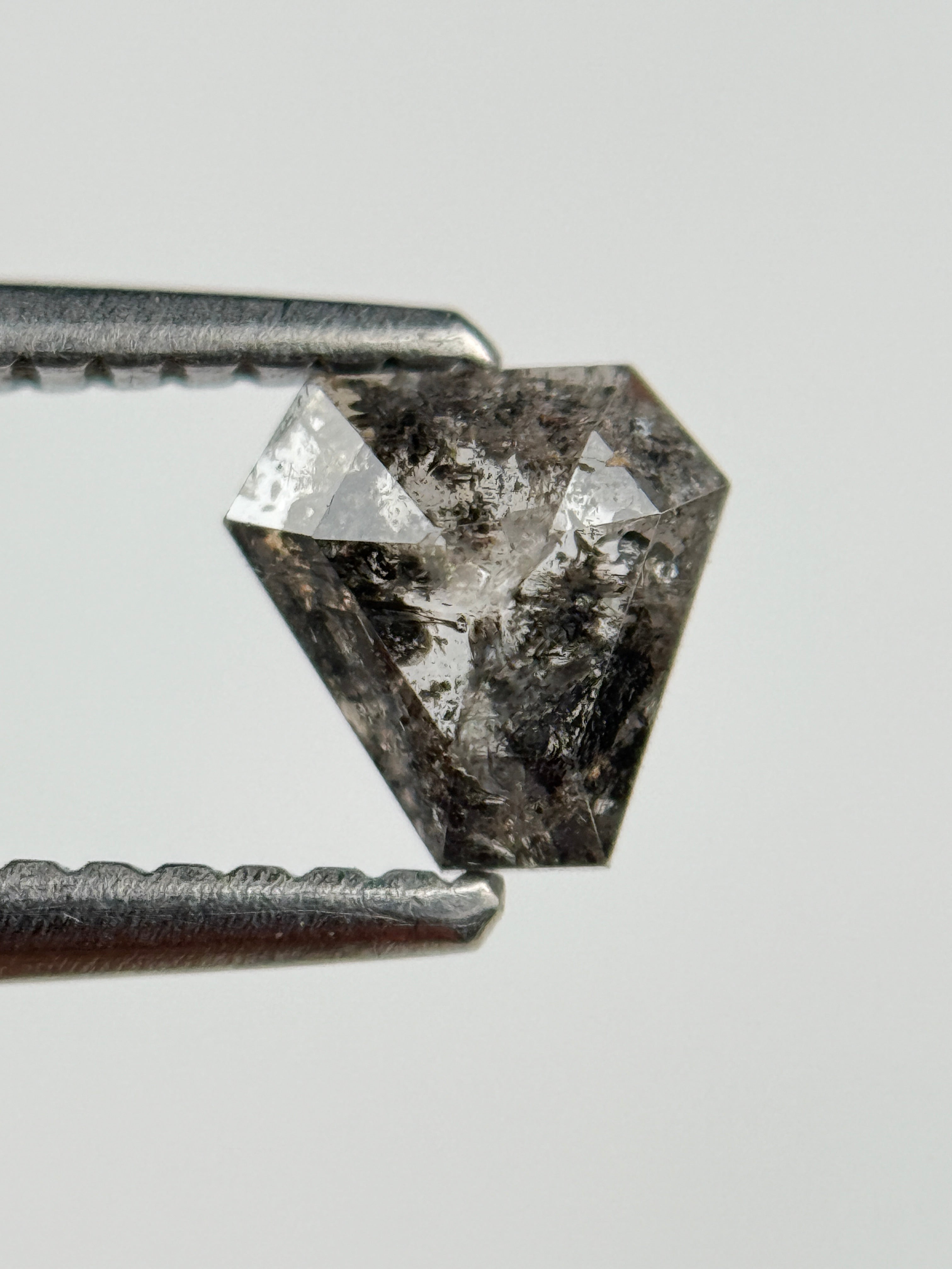 0.52 Ct Coffin Rose Cut Grey Natural Salt and Pepper Diamond