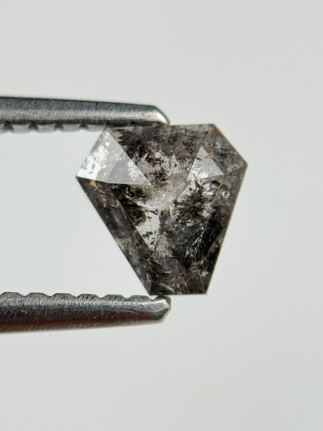 0.52 Ct Coffin Rose Cut Grey Natural Salt and Pepper Diamond