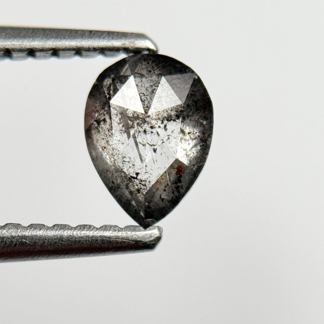 0.56 Ct Pear Rose Cut Grey Natural Salt and Pepper Diamond