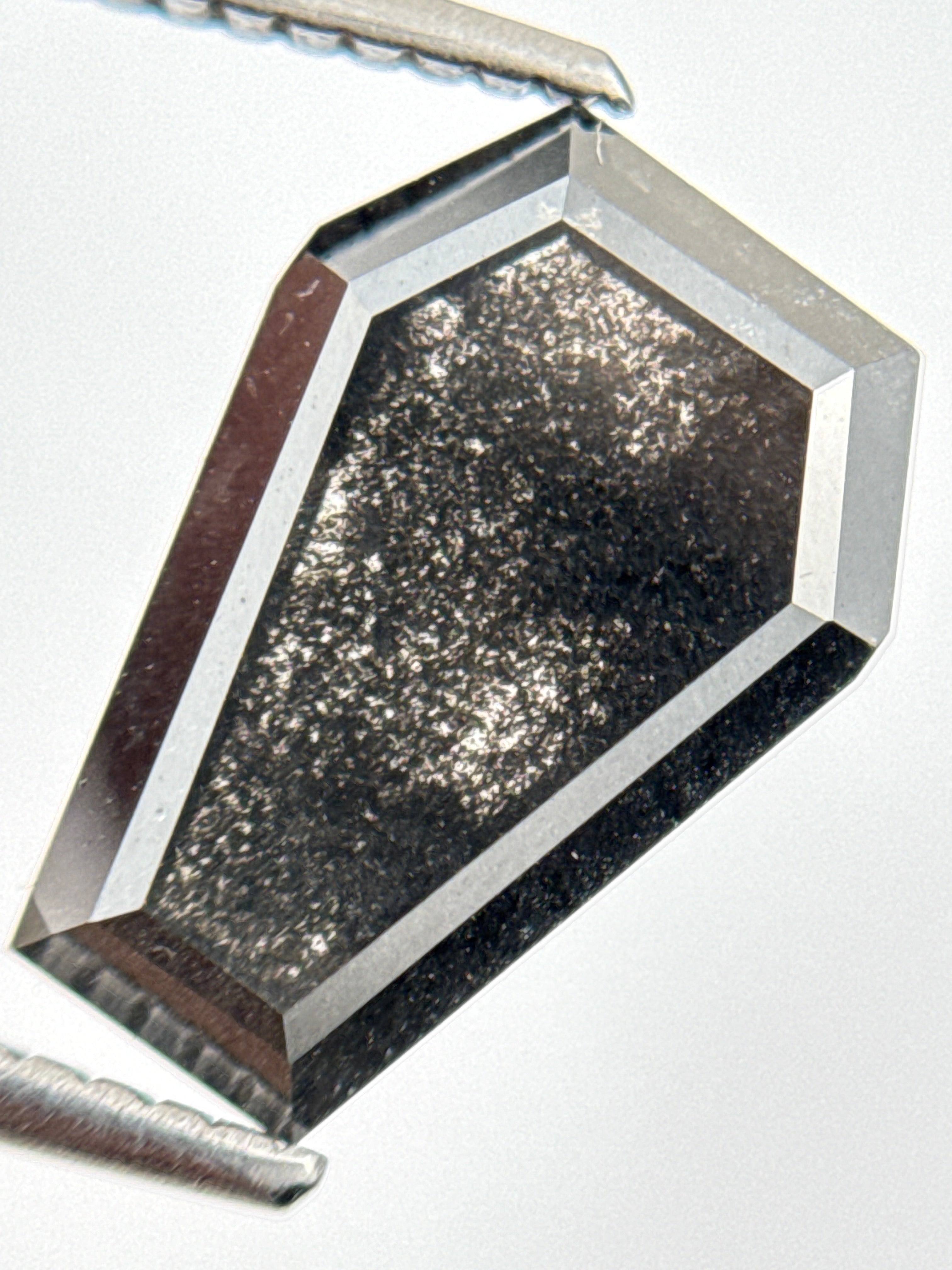 3.58 Ct Coffin Rose Cut Grey Natural Galaxy Diamond