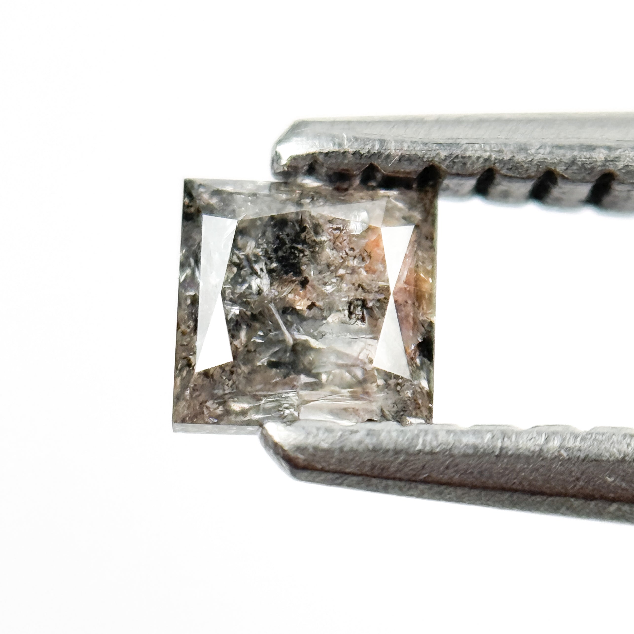 0.30 Ct Princess Rose Cut Grey Natural Salt and Pepper Diamond