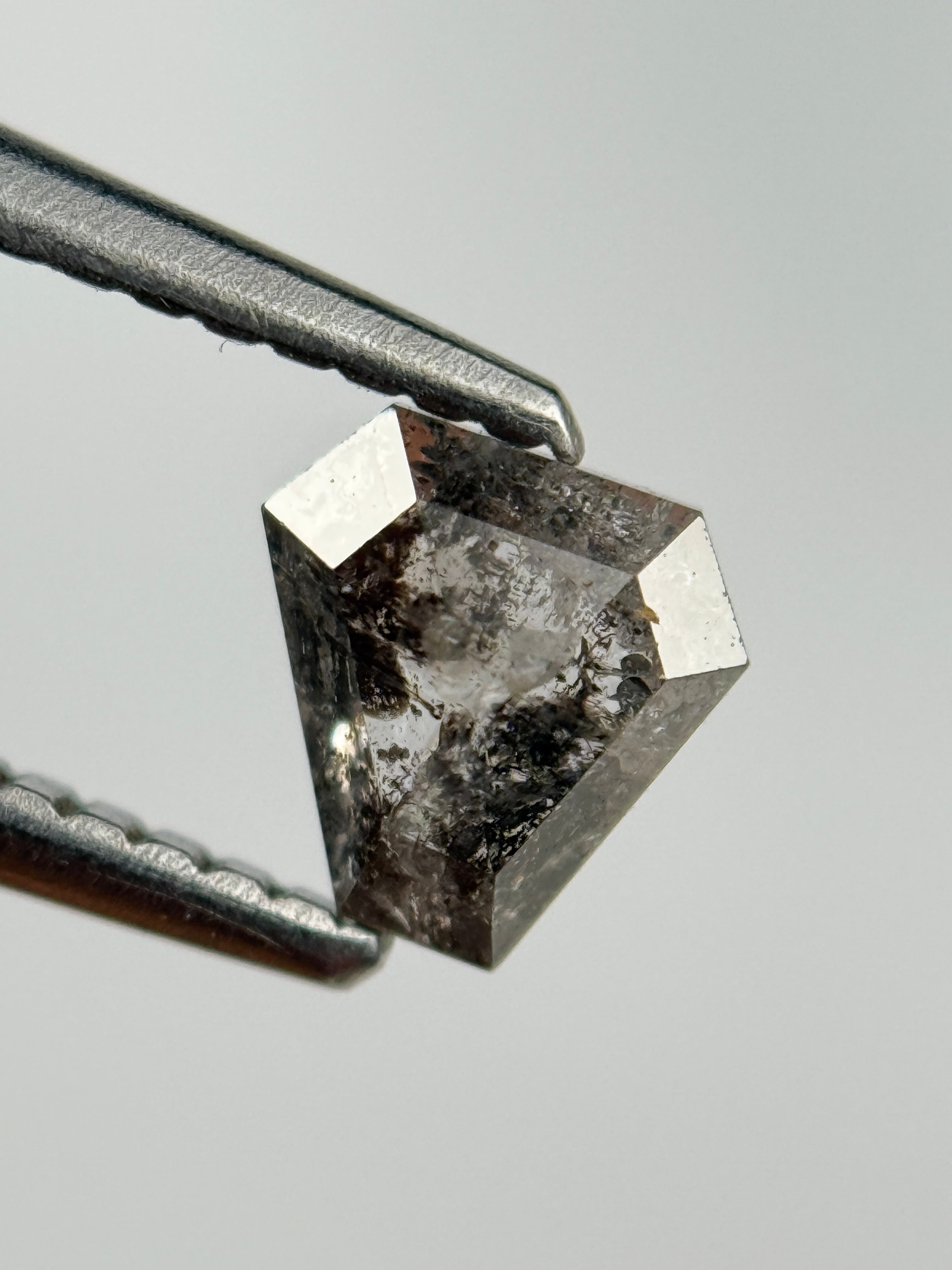 0.52 Ct Coffin Rose Cut Grey Natural Salt and Pepper Diamond
