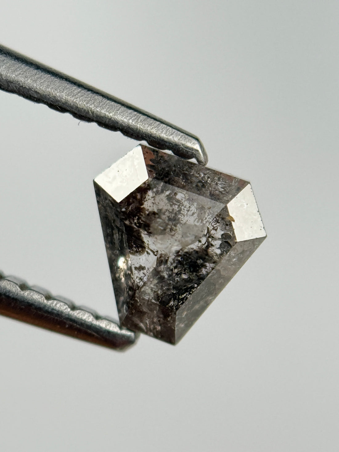 0.52 Ct Coffin Rose Cut Grey Natural Salt and Pepper Diamond
