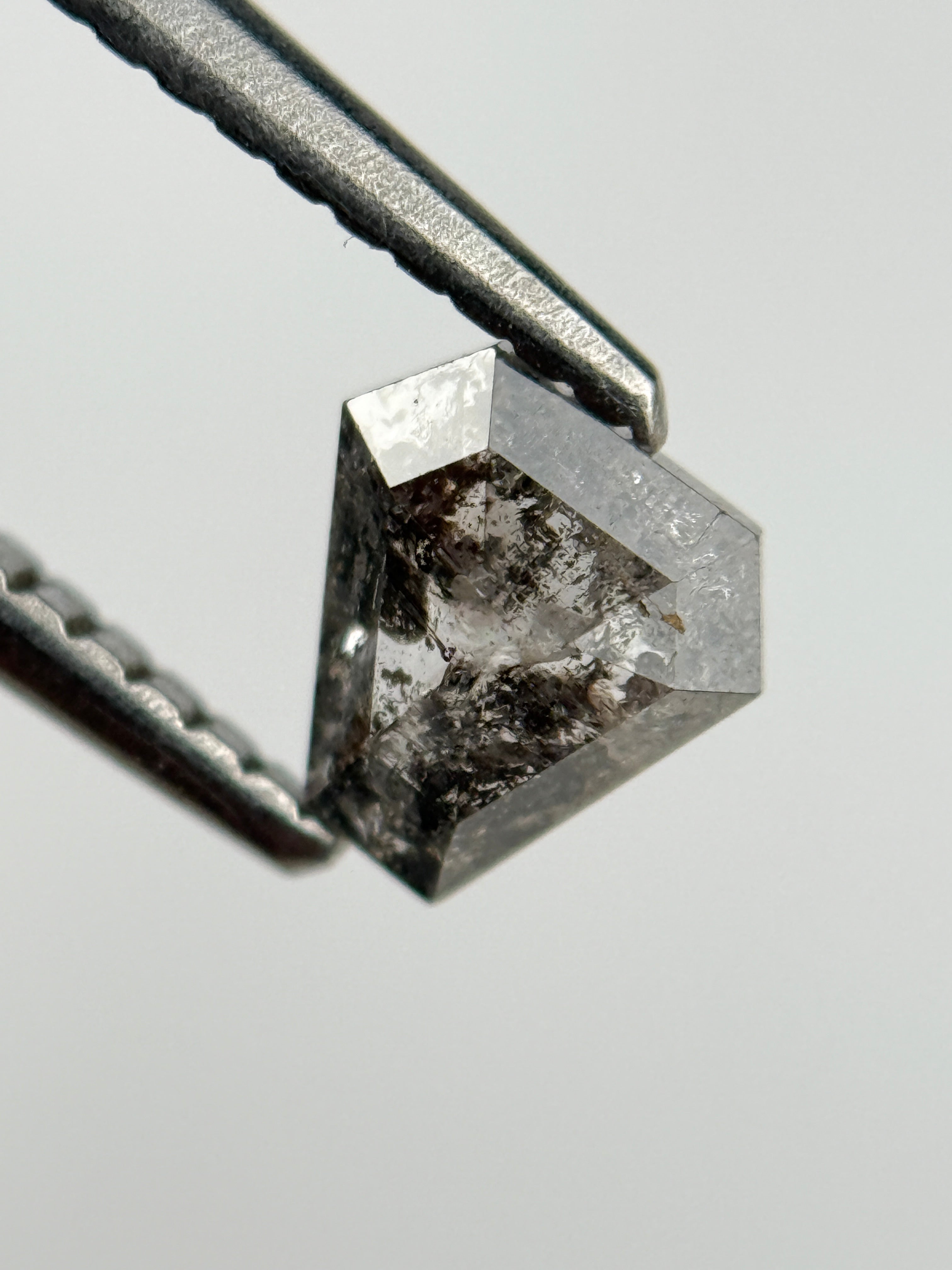 0.52 Ct Coffin Rose Cut Grey Natural Salt and Pepper Diamond