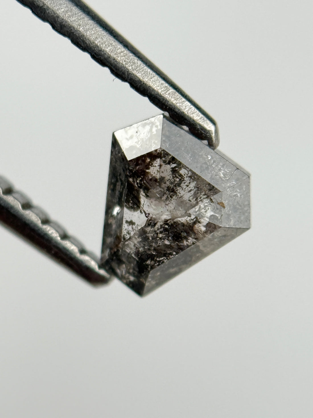 0.52 Ct Coffin Rose Cut Grey Natural Salt and Pepper Diamond
