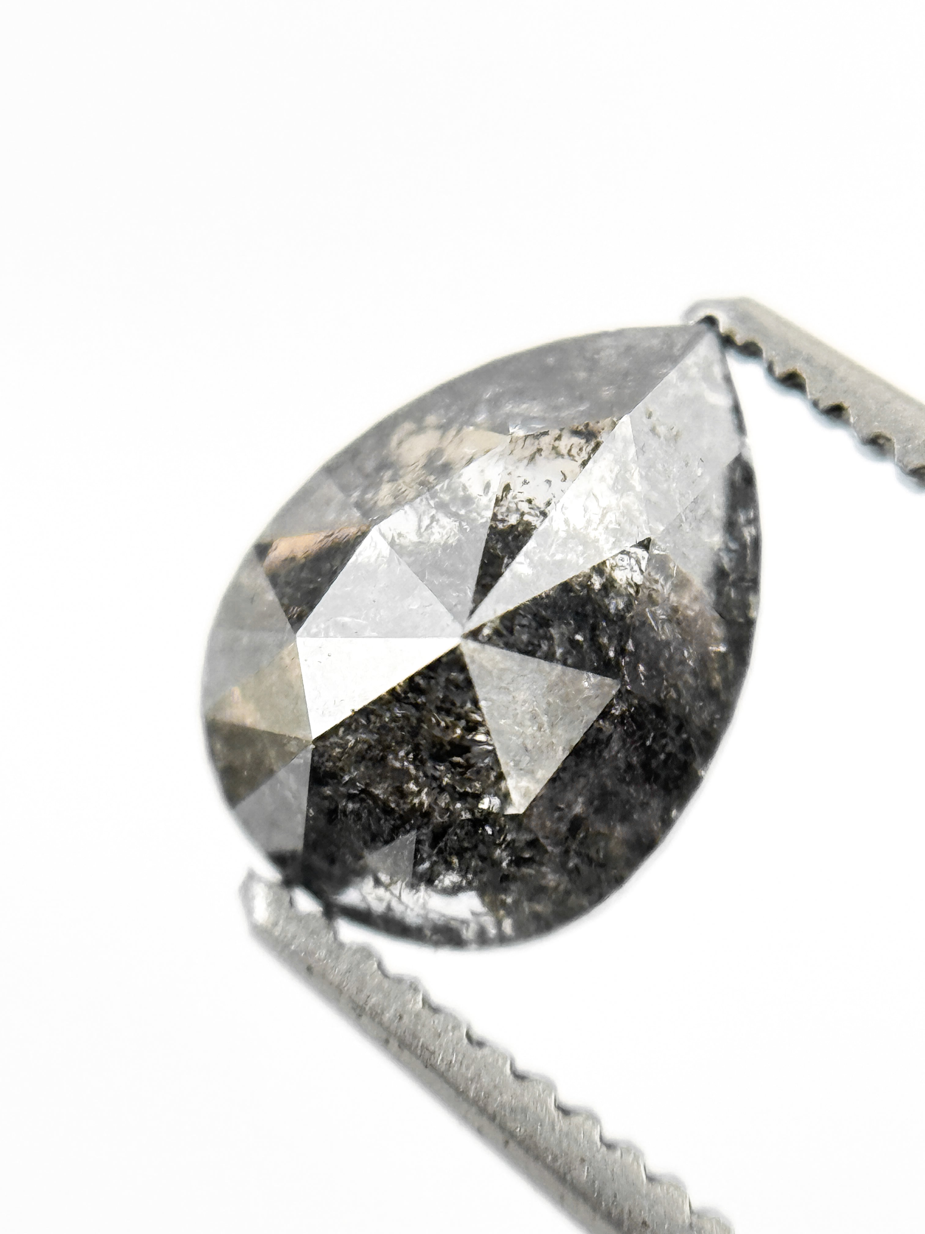 1.49 Ct Pear Rose Cut Grey Natural Loose Diamond