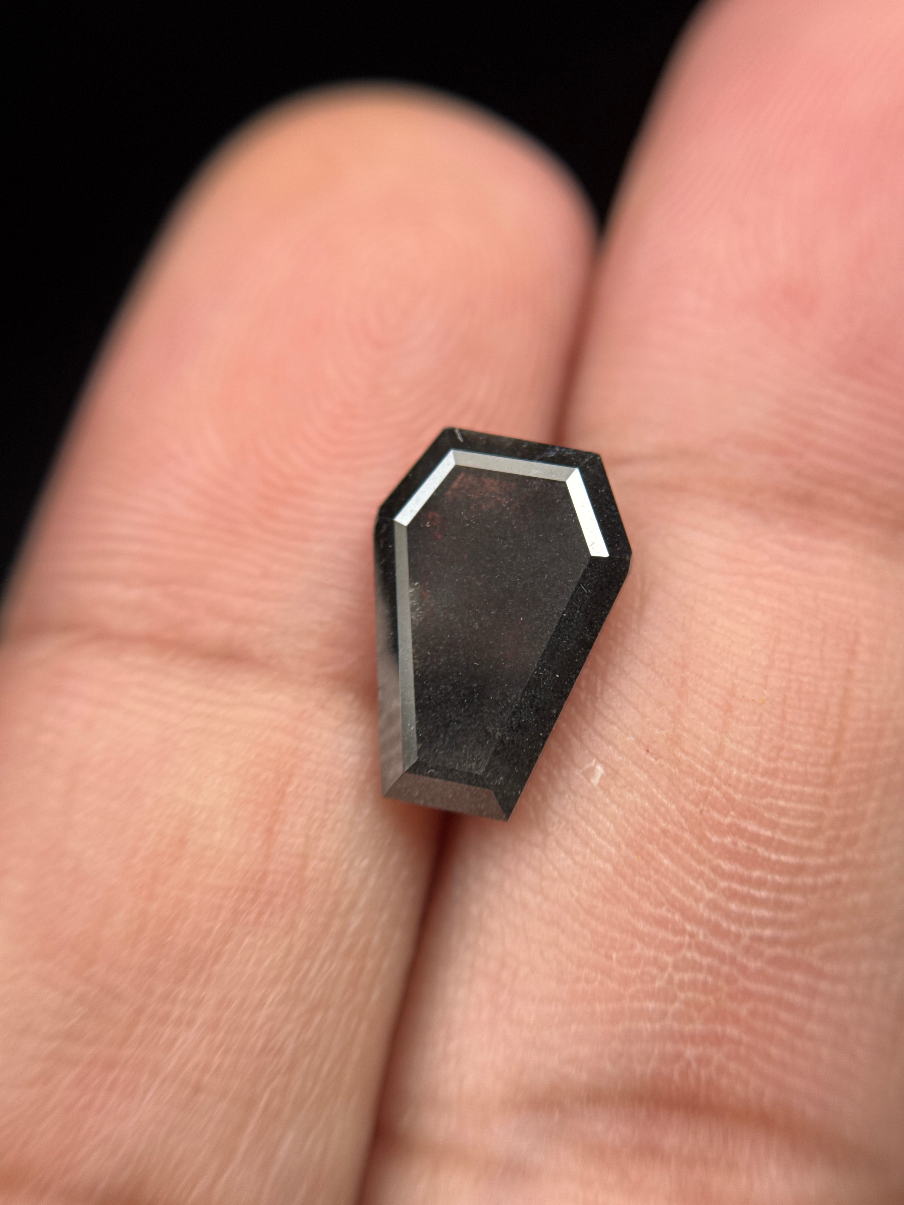 3.58 Ct Coffin Rose Cut Grey Natural Galaxy Diamond