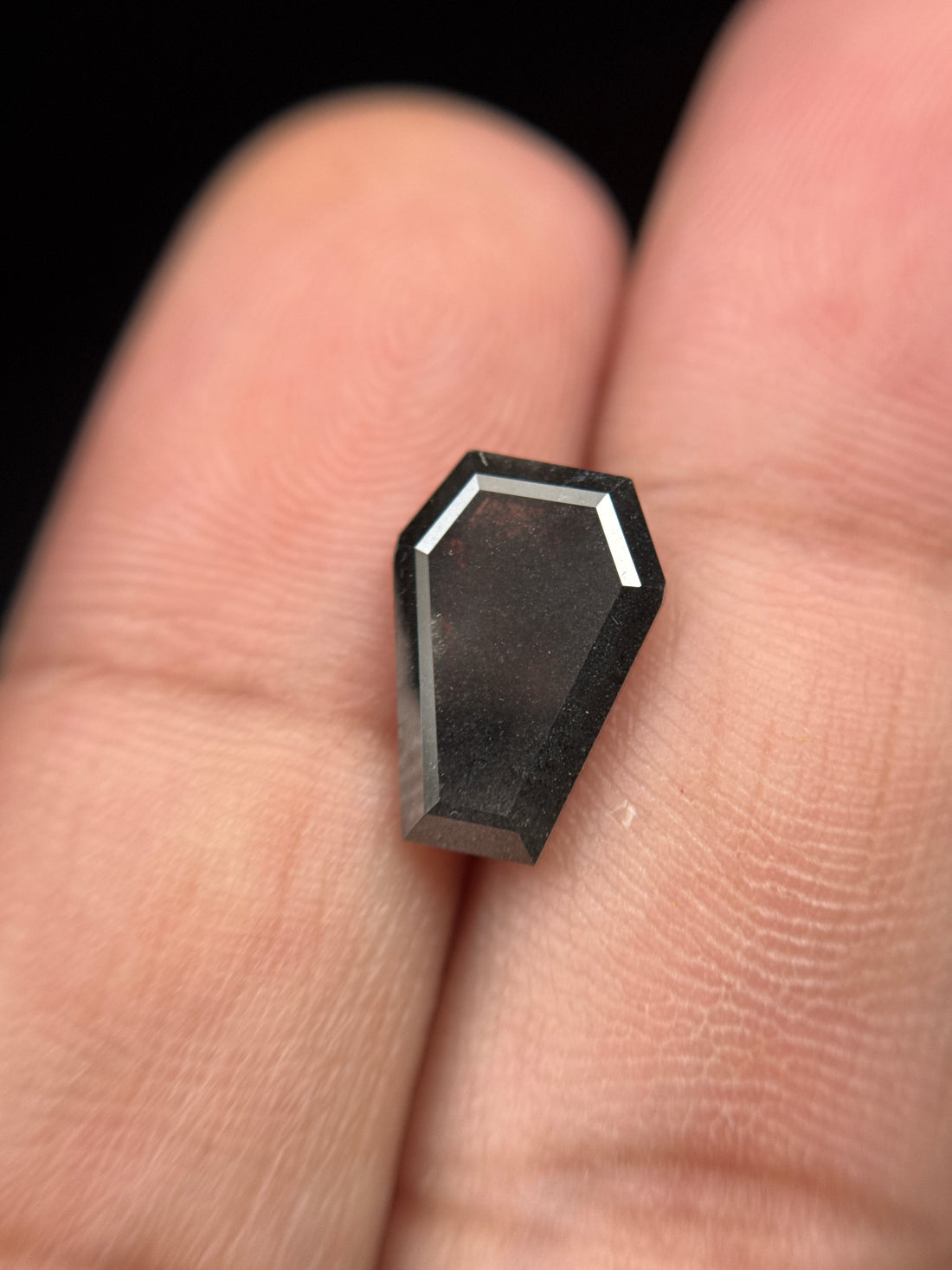 3.58 Ct Coffin Rose Cut Grey Natural Galaxy Diamond