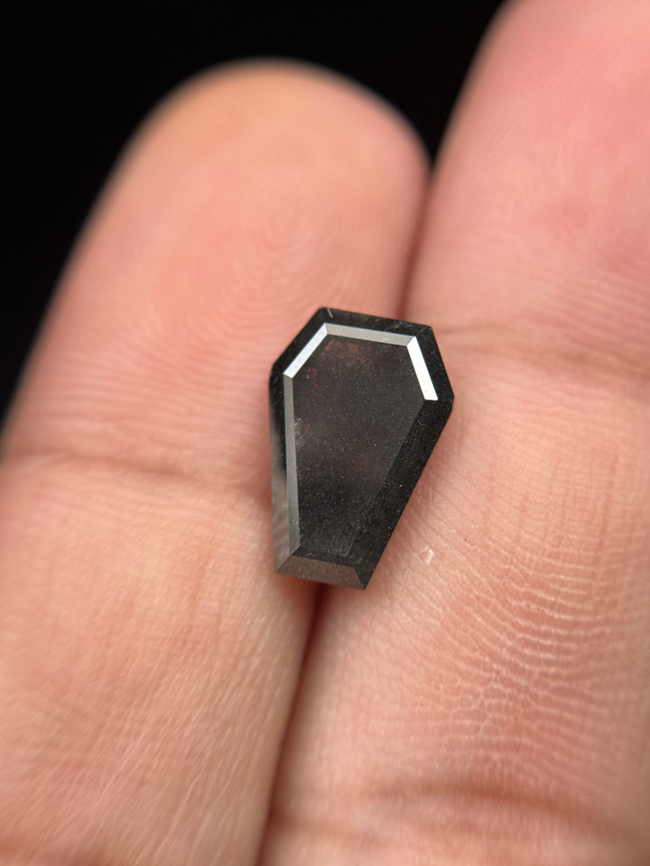 3.58 Ct Coffin Rose Cut Grey Natural Galaxy Diamond