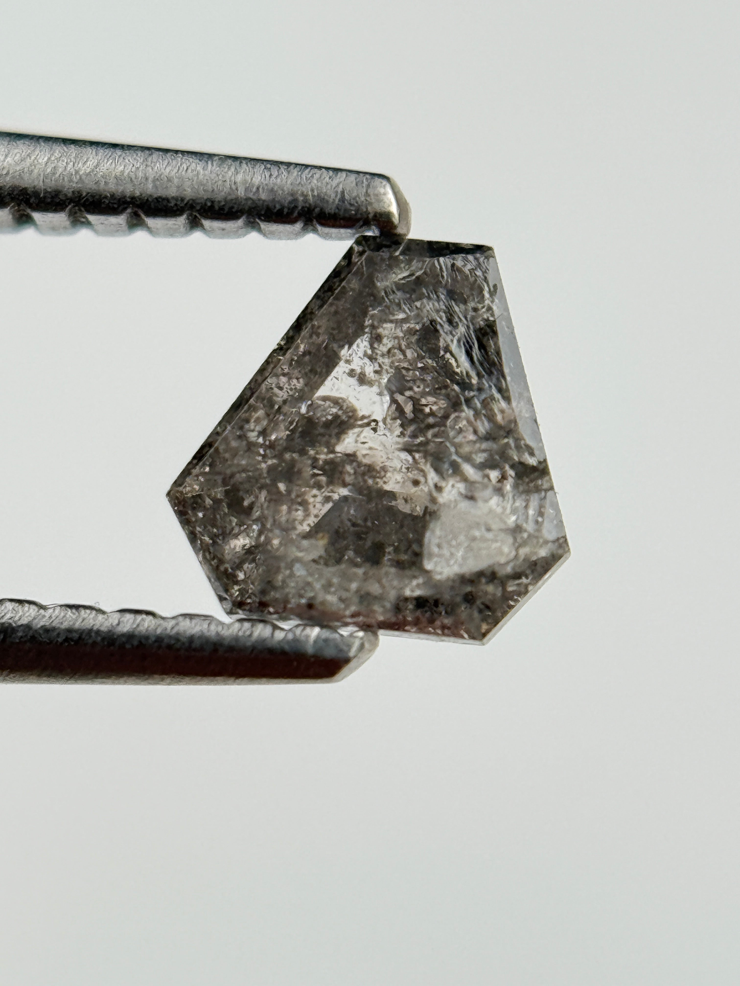 0.52 Ct Coffin Rose Cut Grey Natural Salt and Pepper Diamond