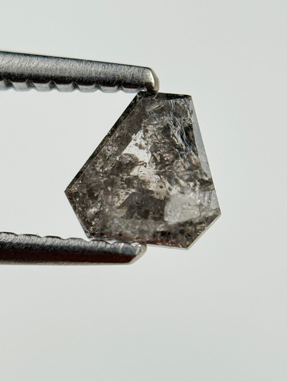 0.52 Ct Coffin Rose Cut Grey Natural Salt and Pepper Diamond