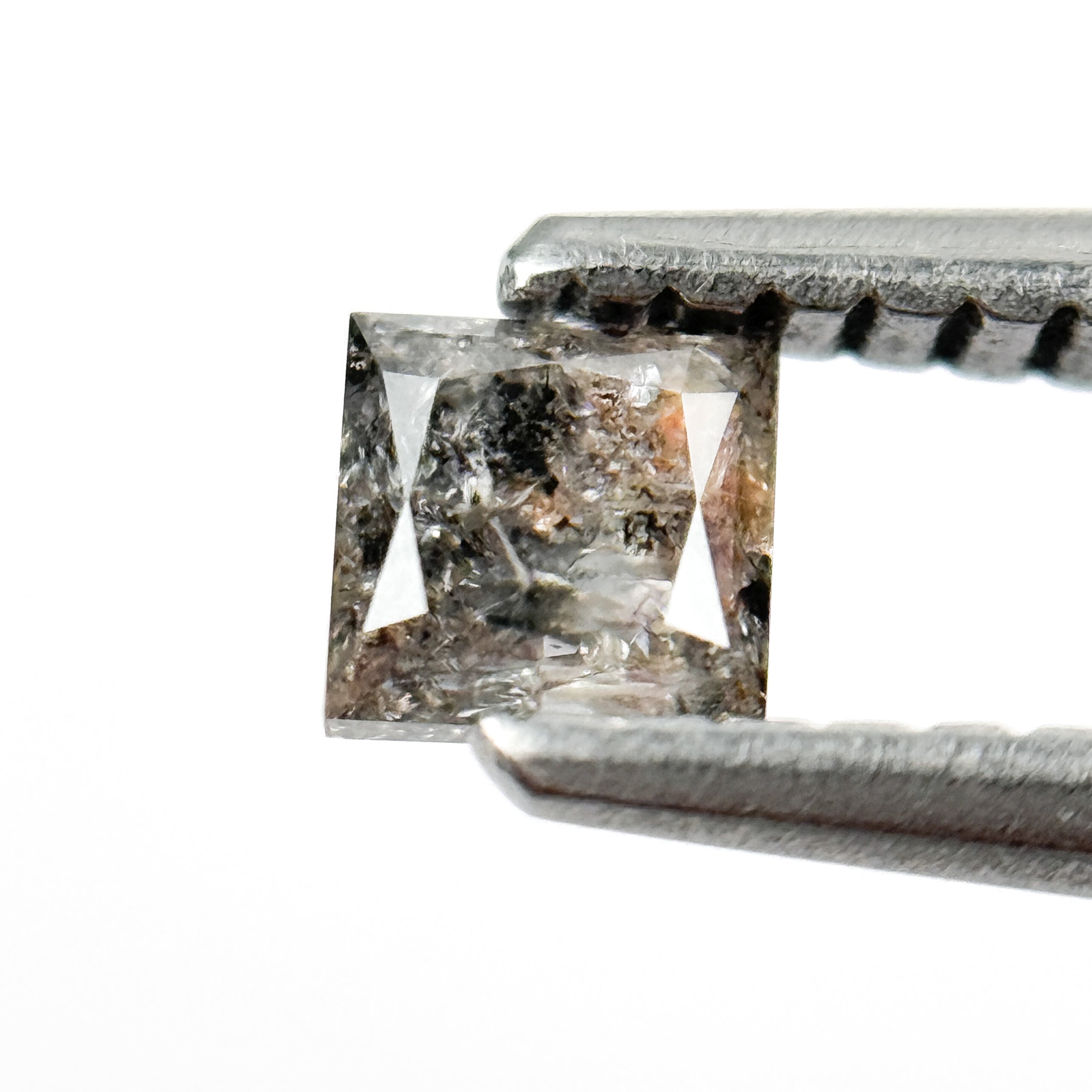 0.30 Ct Princess Rose Cut Grey Natural Salt and Pepper Diamond
