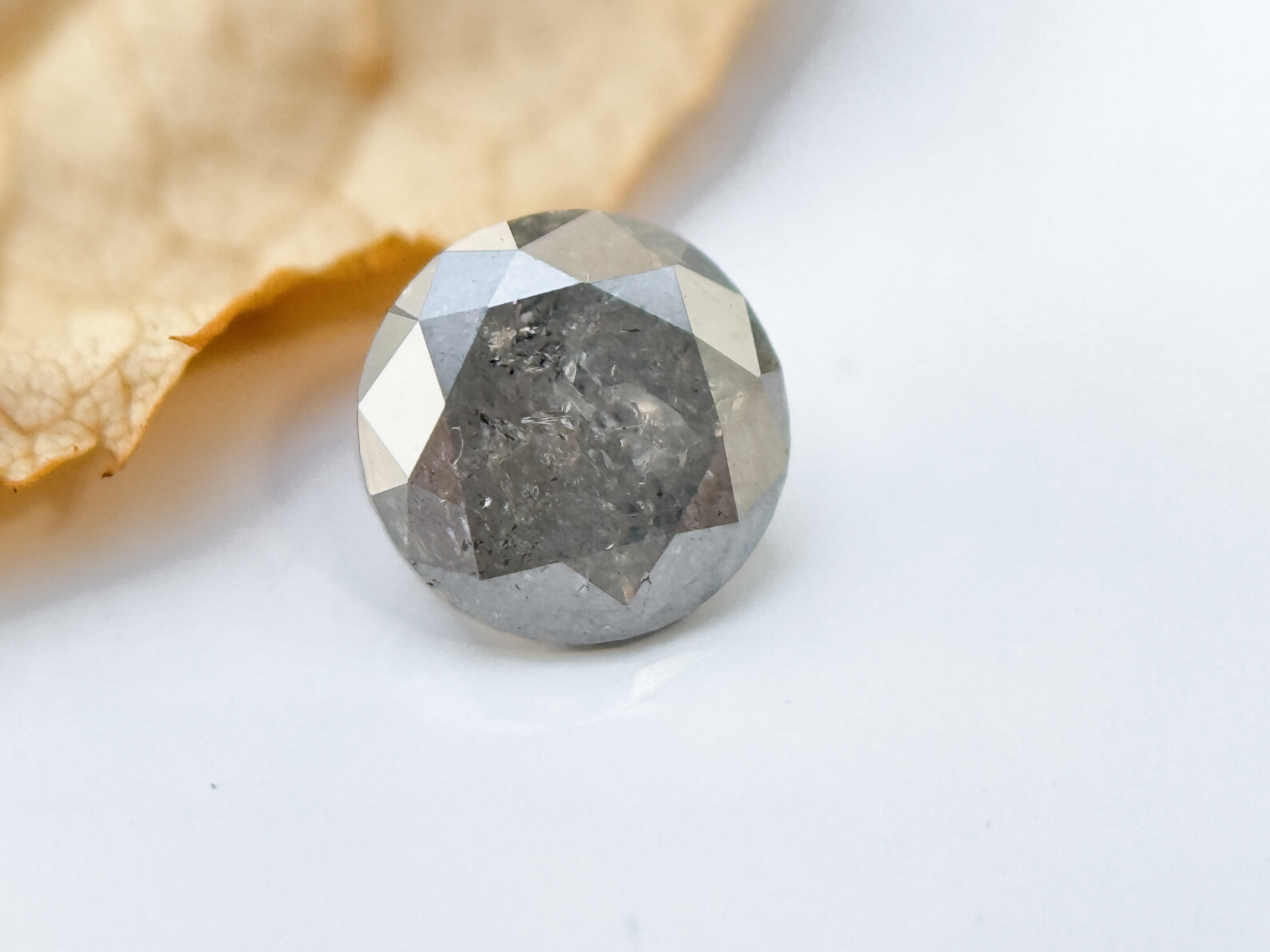 0.45 Ct Round Brilliant Cut Grey Natural Salt and Pepper Diamond