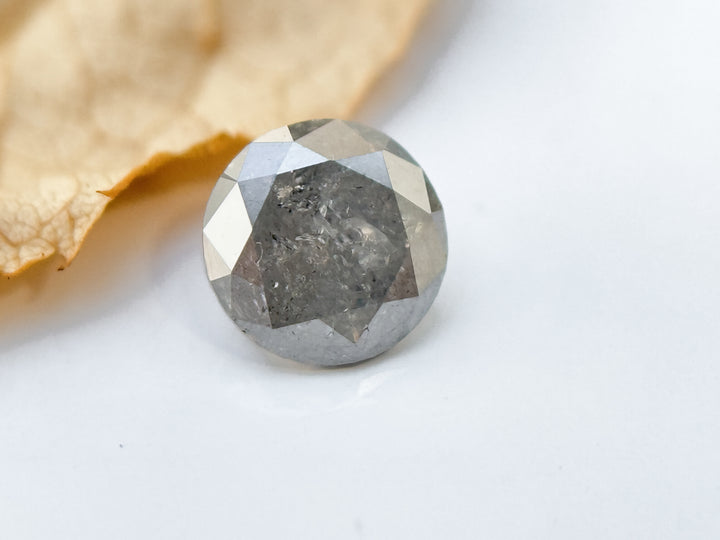 0.45 Ct Round Brilliant Cut Grey Natural Salt and Pepper Diamond