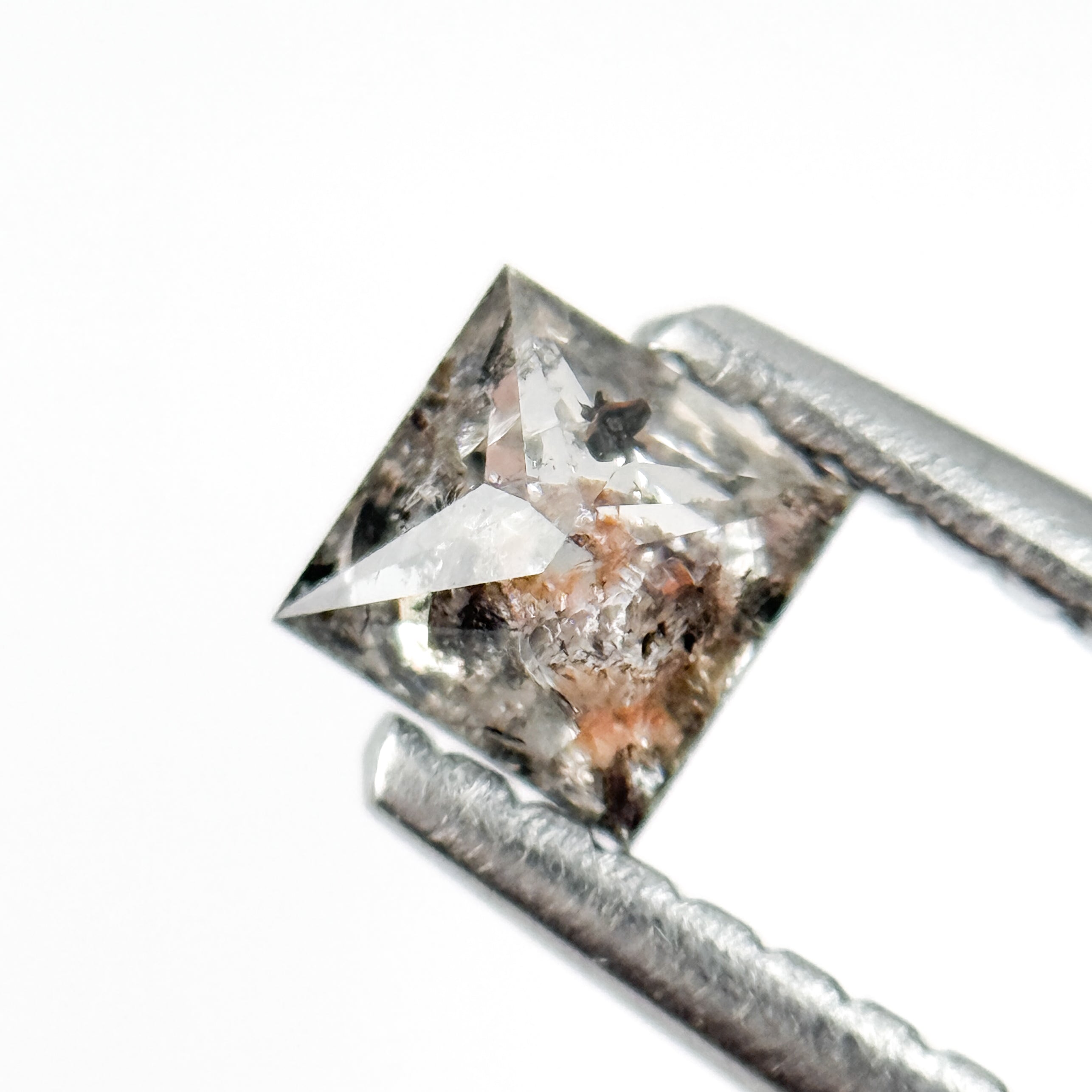 0.30 Ct Princess Rose Cut Grey Natural Salt and Pepper Diamond