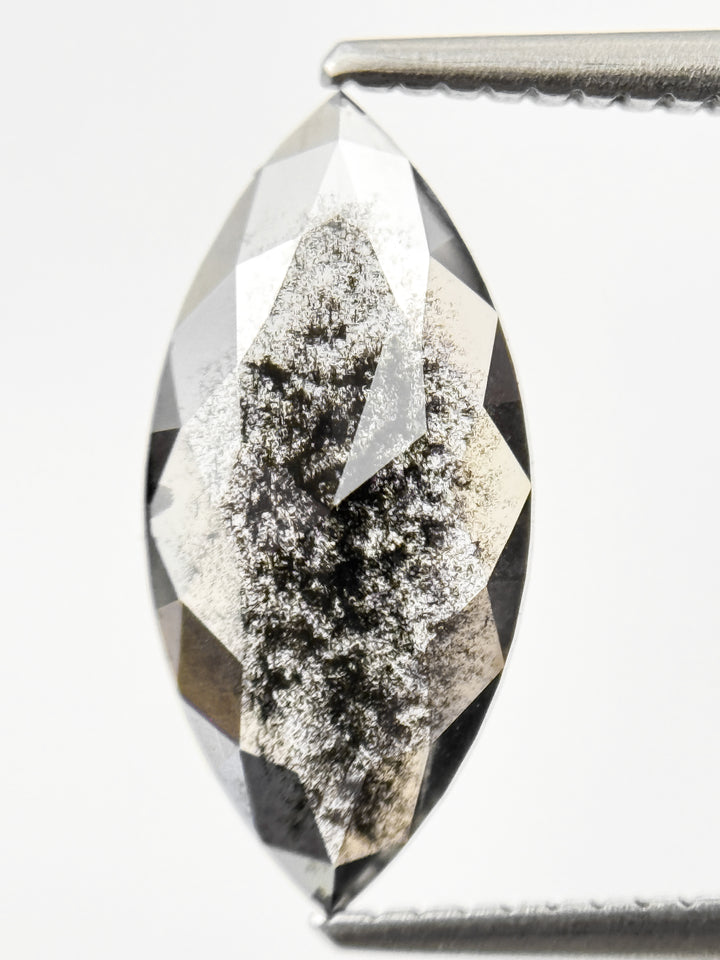 2.09 Ct Marquise Rose Cut Grey Natural Galaxy Salt and Pepper Diamond