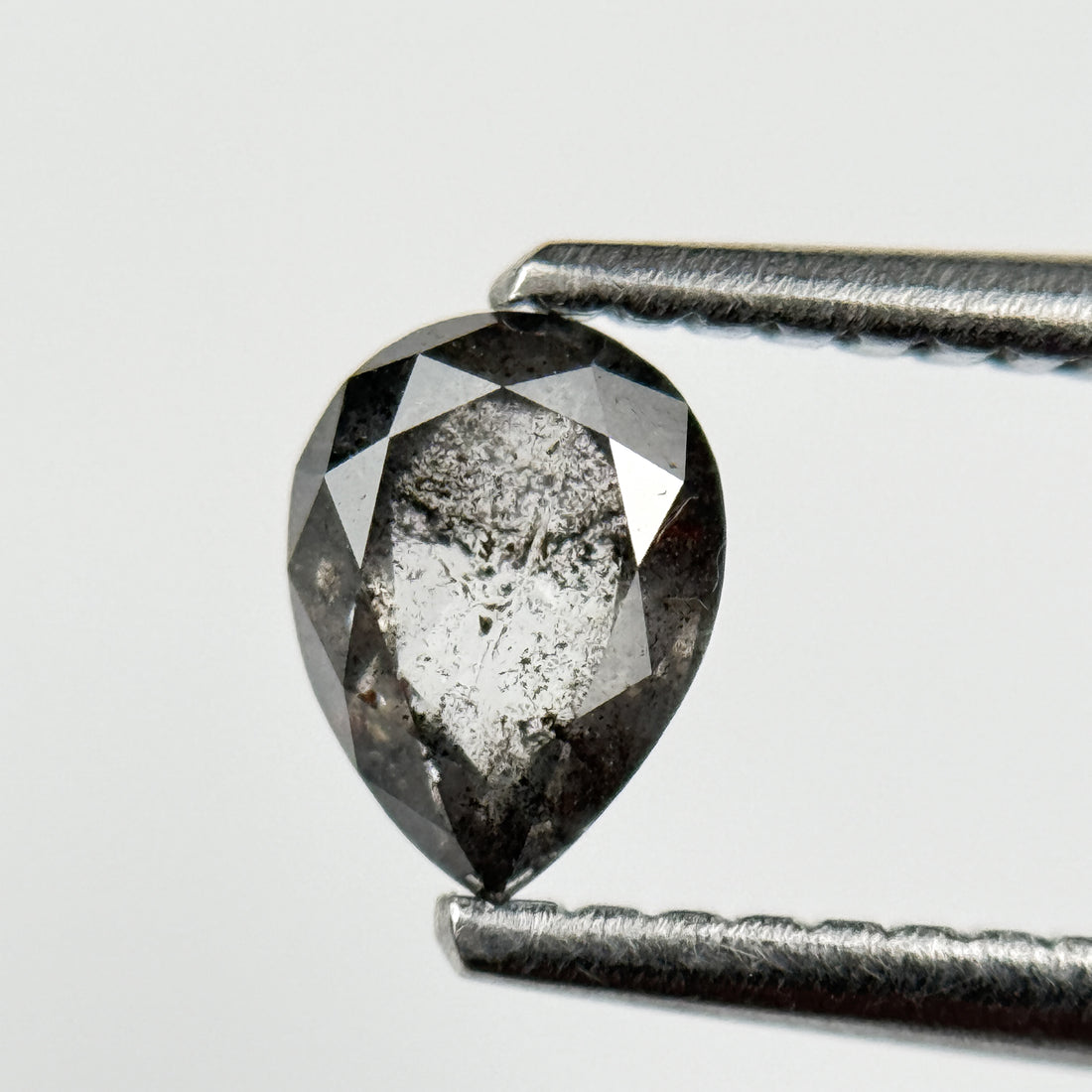 0.56 Ct Pear Rose Cut Grey Natural Salt and Pepper Diamond