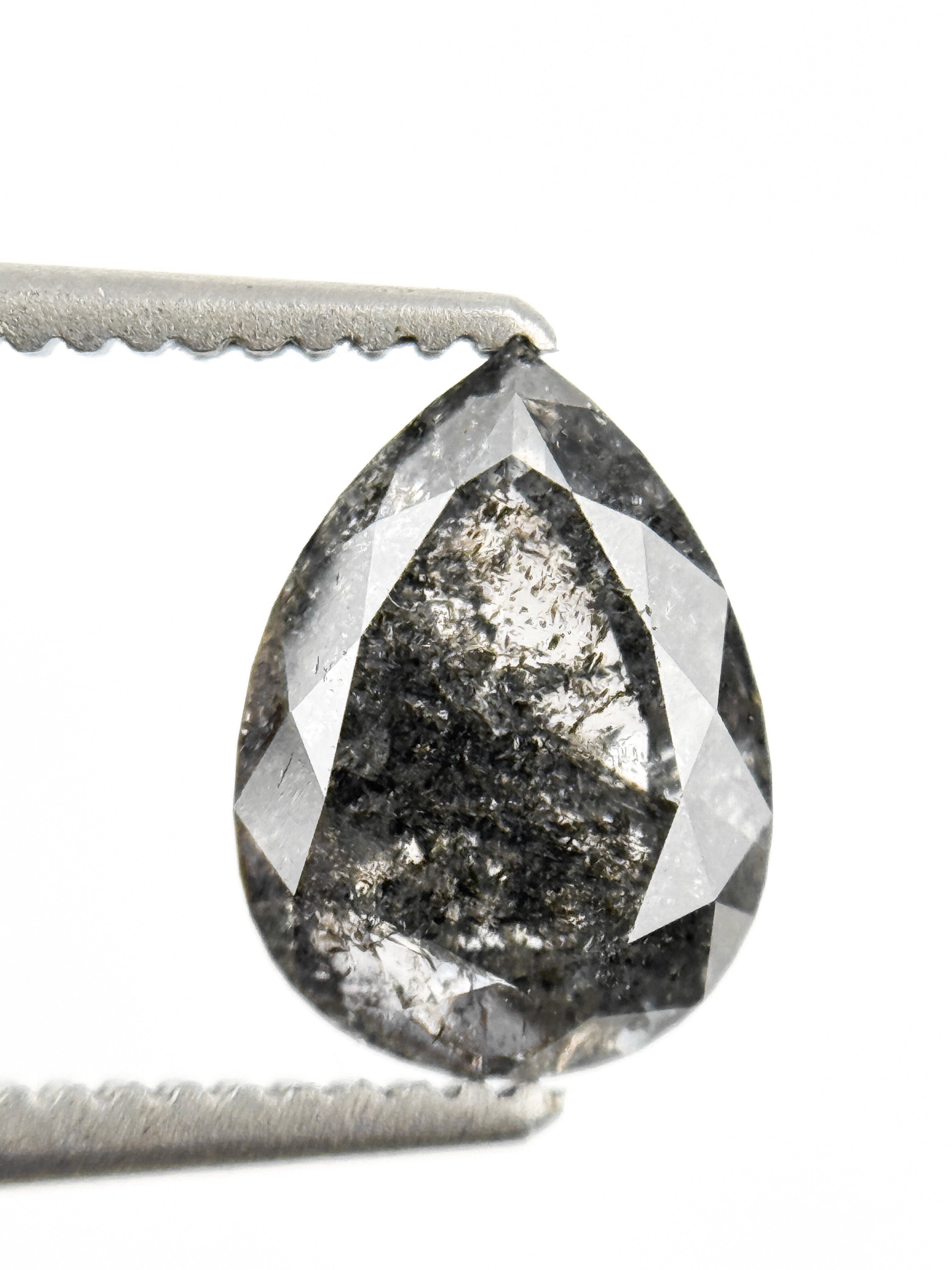 1.49 Ct Pear Rose Cut Grey Natural Loose Diamond