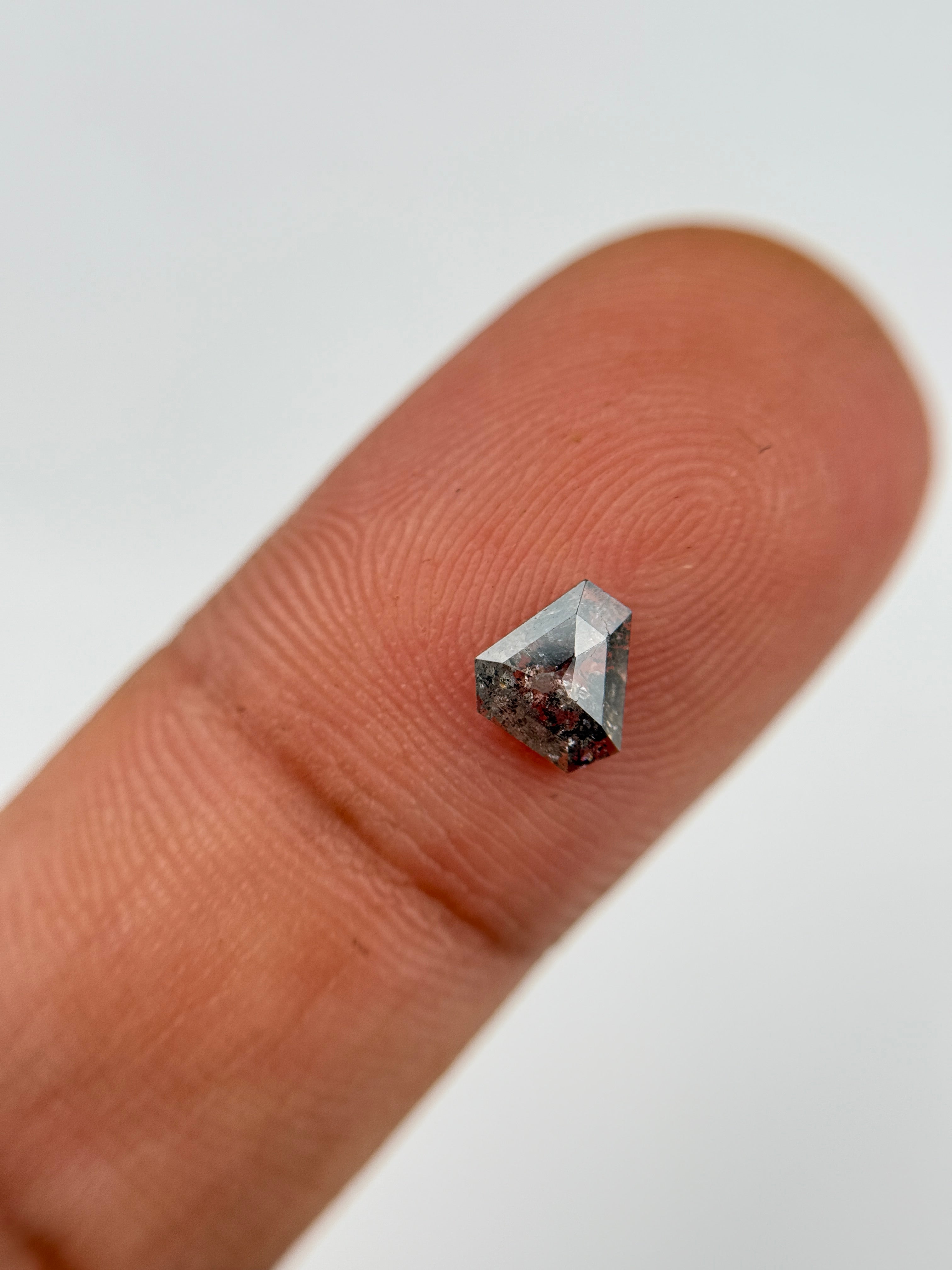 0.52 Ct Coffin Rose Cut Grey Natural Salt and Pepper Diamond