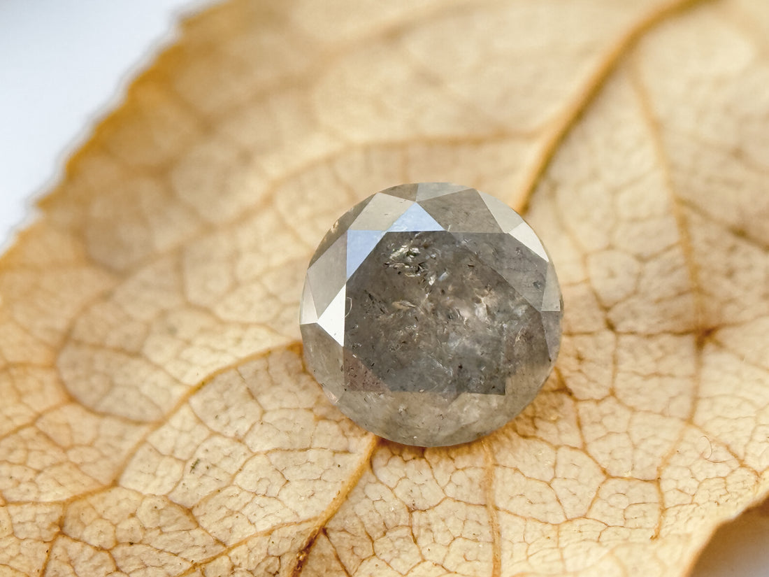 0.45 Ct Round Brilliant Cut Grey Natural Salt and Pepper Diamond