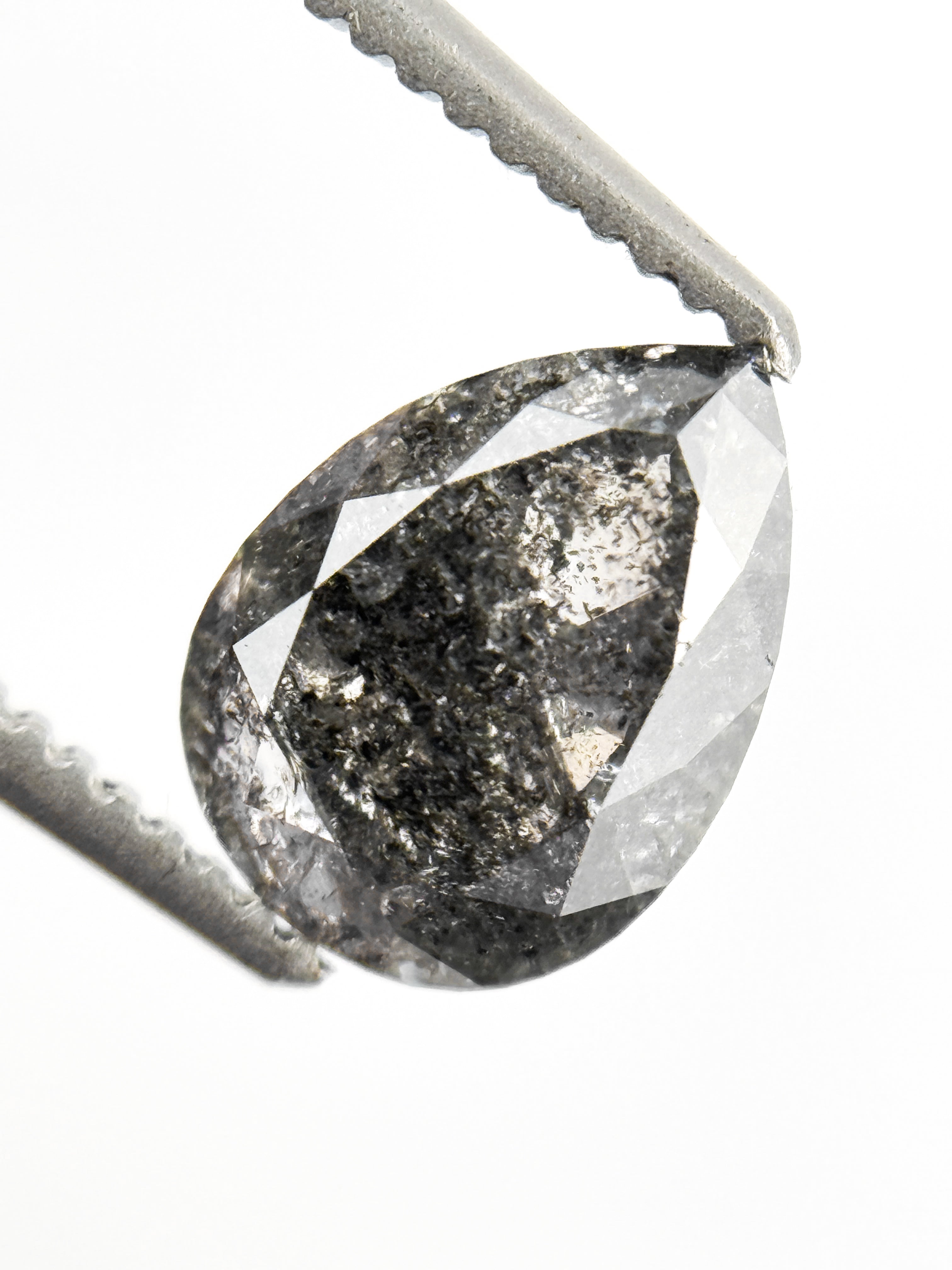 1.49 Ct Pear Rose Cut Grey Natural Loose Diamond