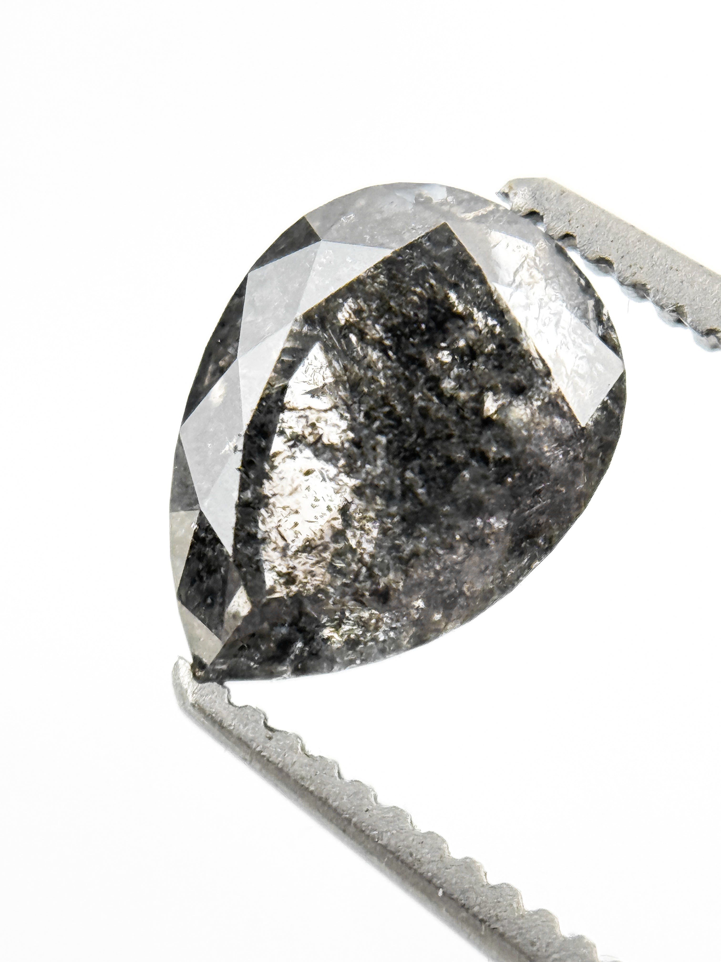 1.49 Ct Pear Rose Cut Grey Natural Loose Diamond