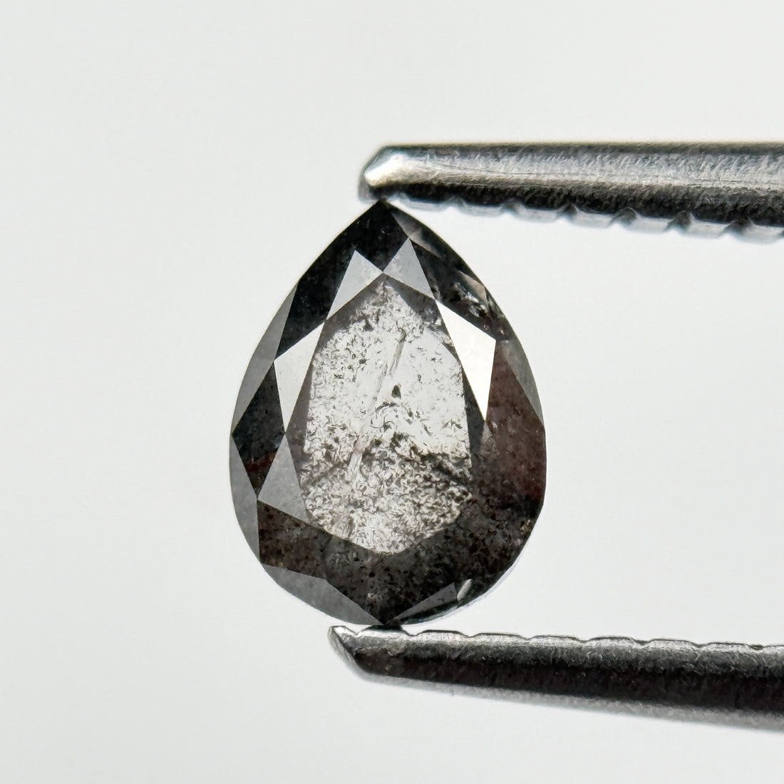 0.56 Ct Pear Rose Cut Grey Natural Salt and Pepper Diamond