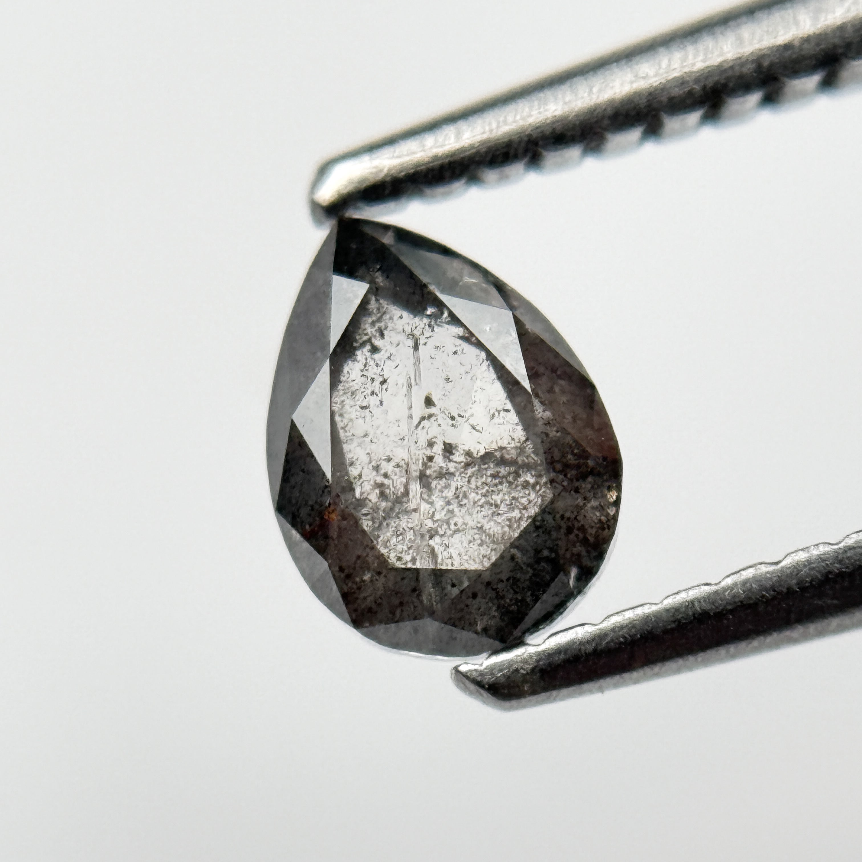 0.56 Ct Pear Rose Cut Grey Natural Salt and Pepper Diamond