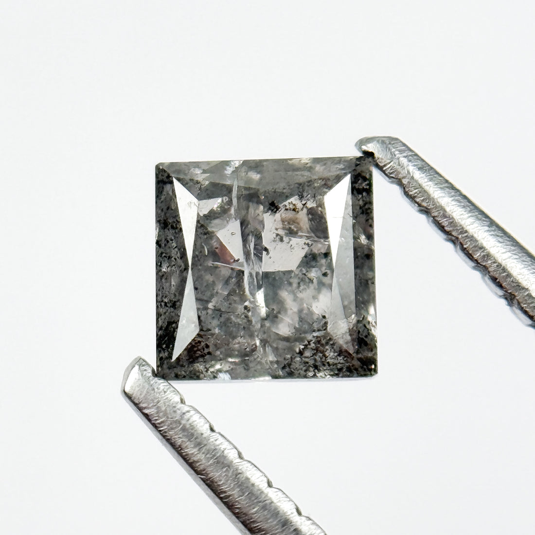 0.58 Ct Princess Rose Cut Grey Natural Salt and Pepper Diamond