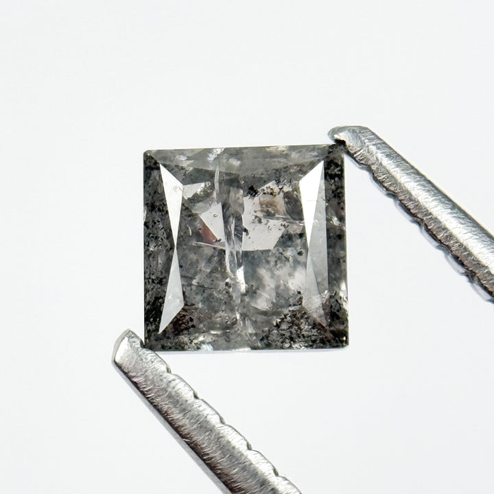 0.58 Ct Princess Rose Cut Grey Natural Salt and Pepper Diamond