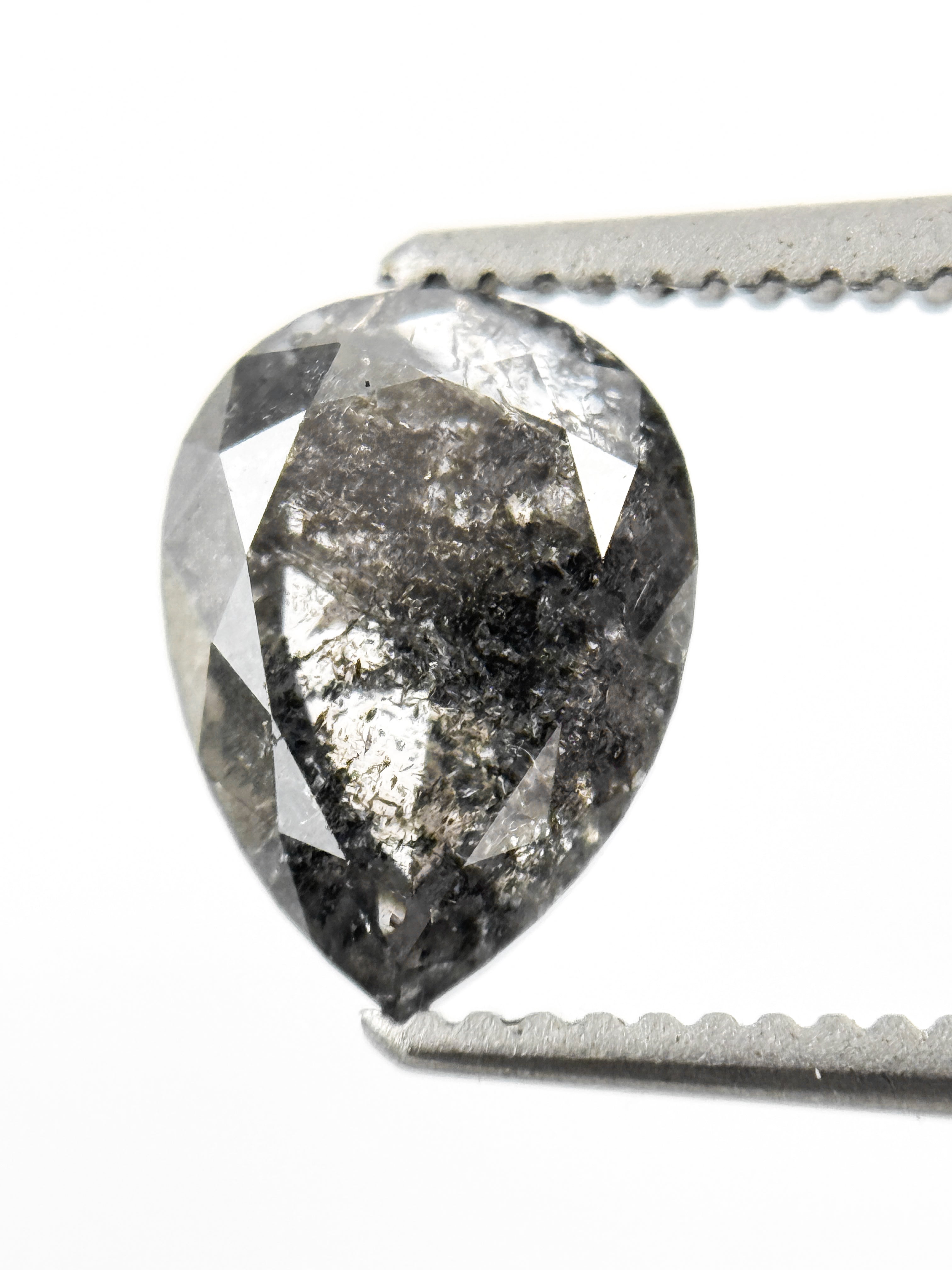1.49 Ct Pear Rose Cut Grey Natural Loose Diamond