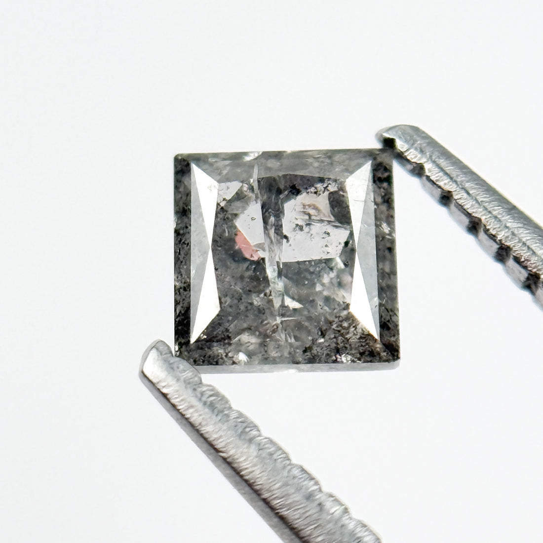 0.58 Ct Princess Rose Cut Grey Natural Salt and Pepper Diamond