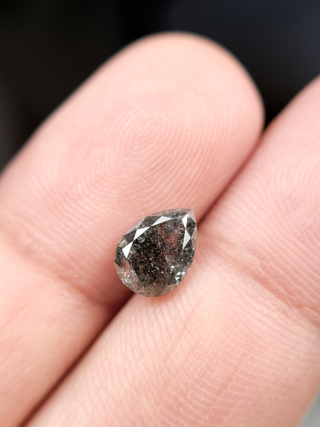 1.49 Ct Pear Rose Cut Grey Natural Loose Diamond