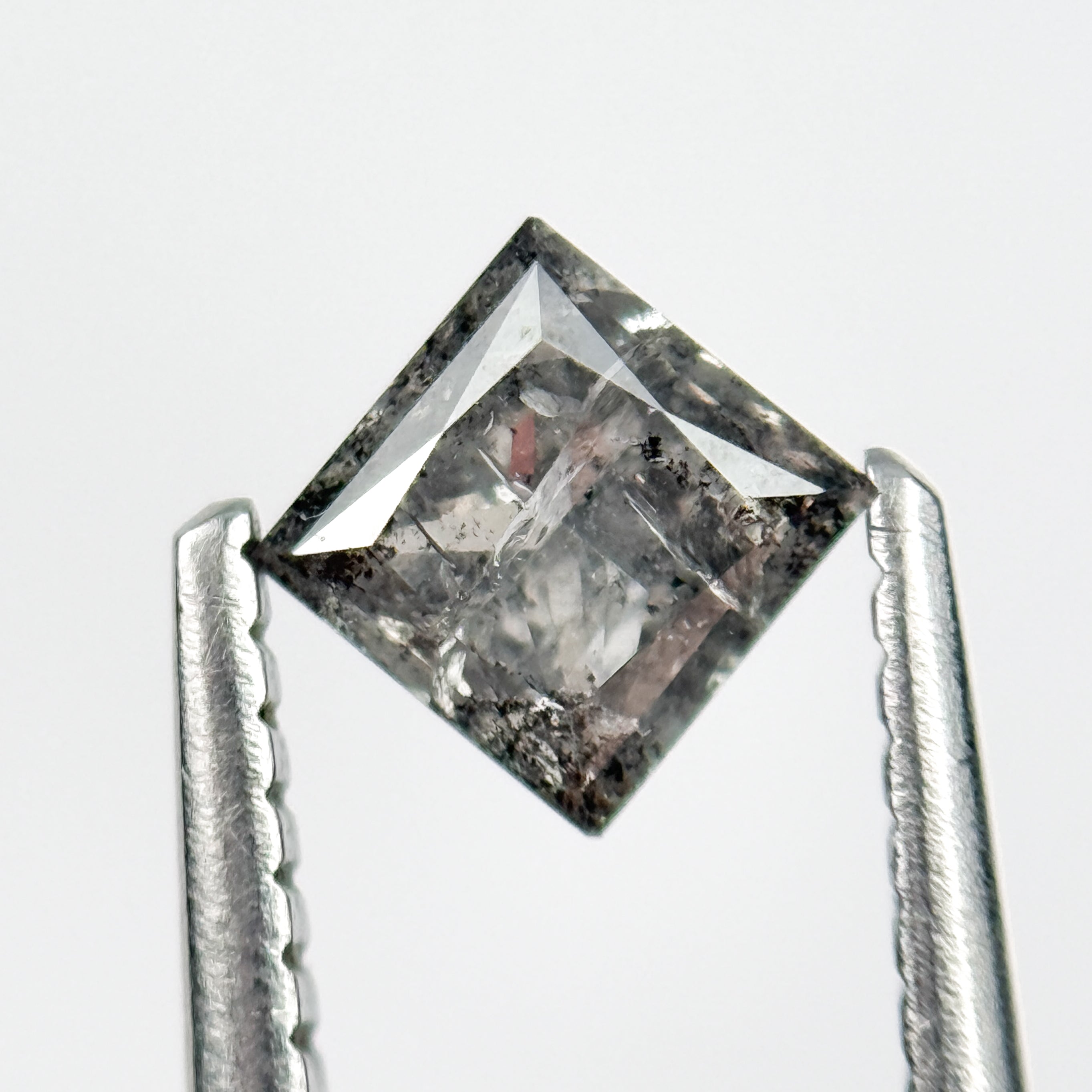 0.58 Ct Princess Rose Cut Grey Natural Salt and Pepper Diamond