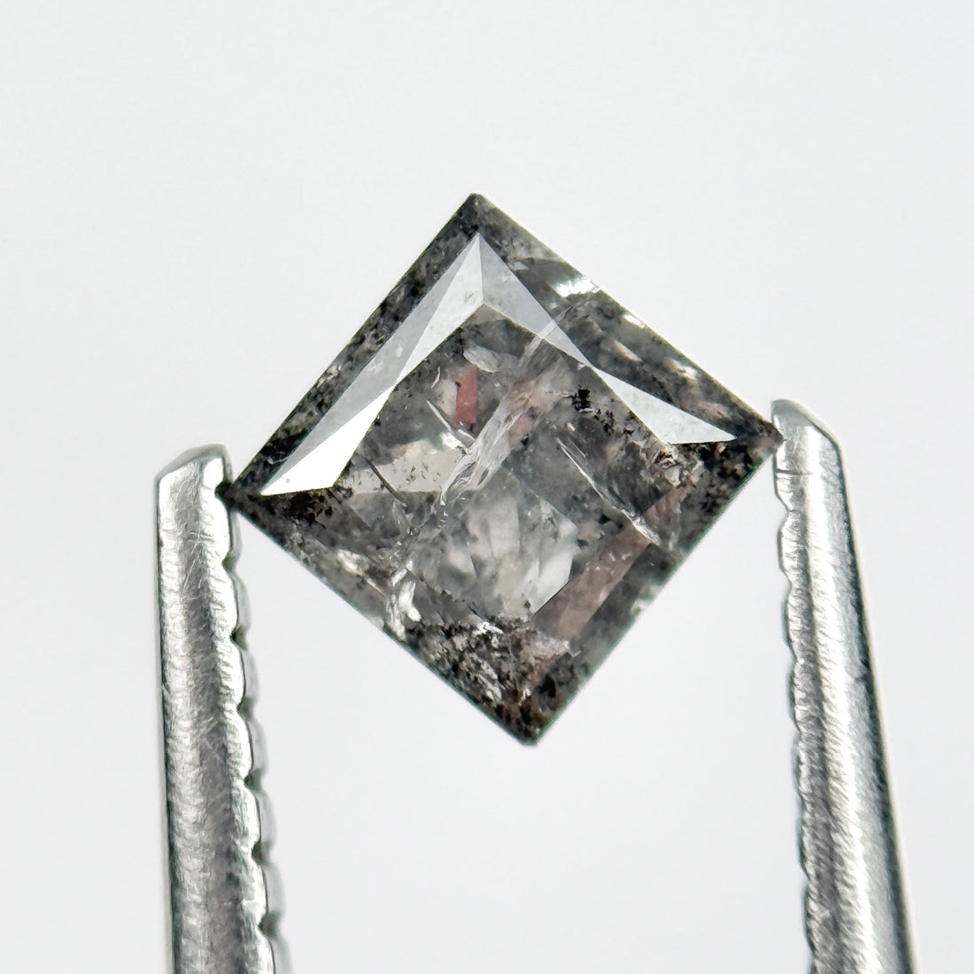 0.58 Ct Princess Rose Cut Grey Natural Salt and Pepper Diamond