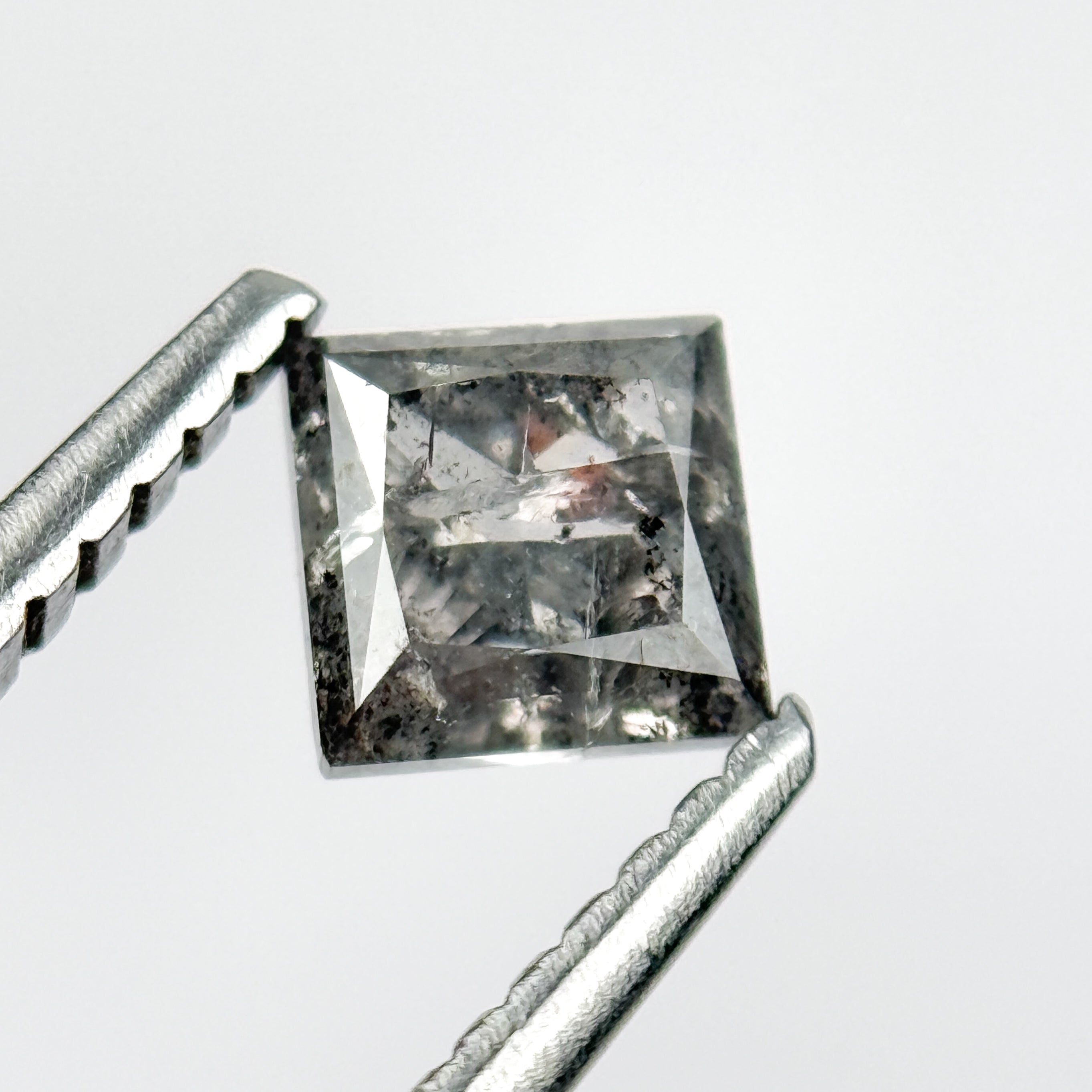 0.58 Ct Princess Rose Cut Grey Natural Salt and Pepper Diamond