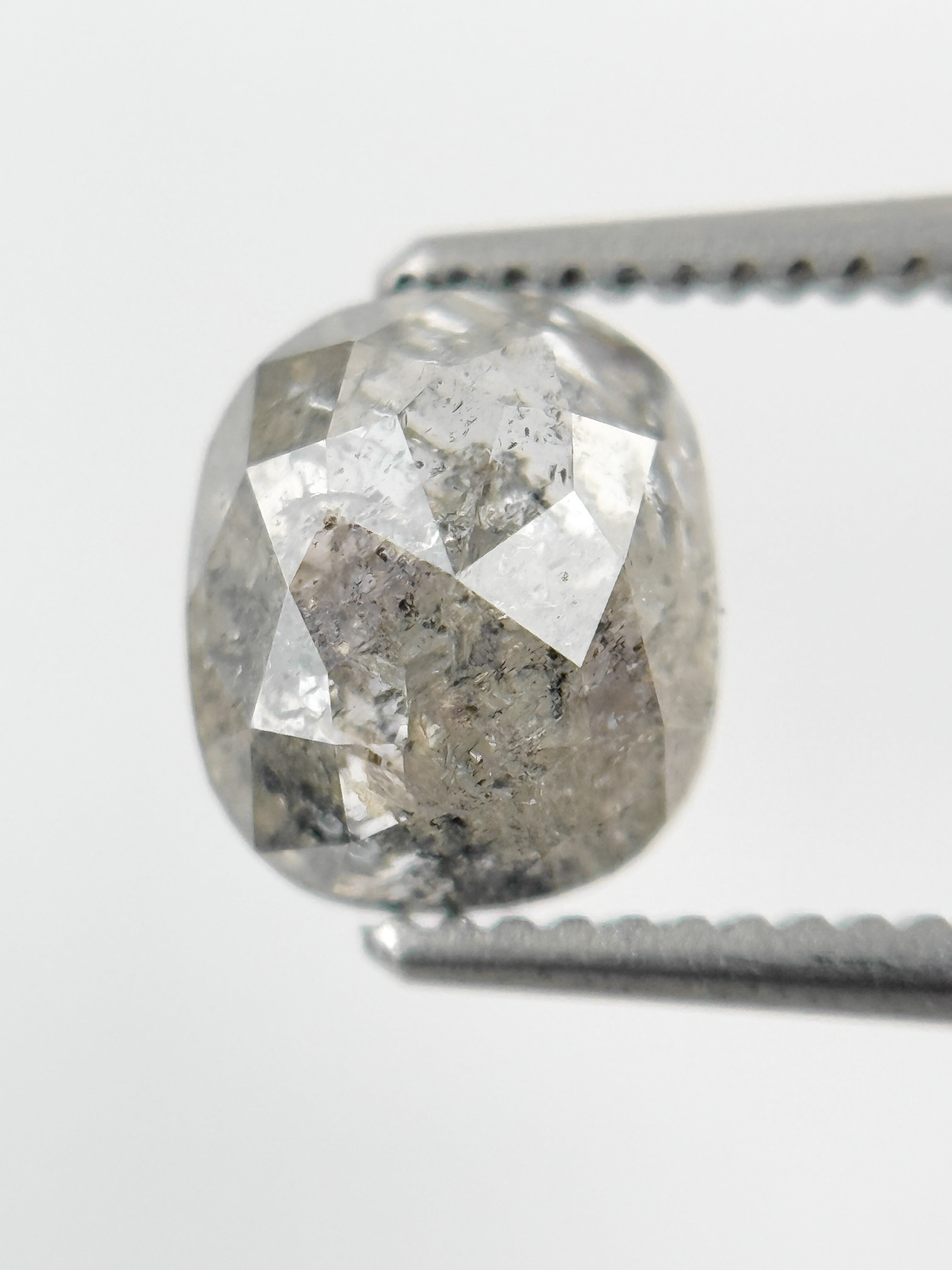 1.61 Ct Cushion Rose Cut Grey Natural Fancy Diamond