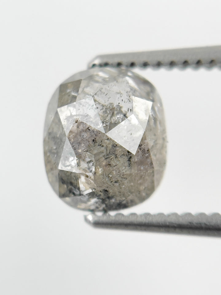 1.61 Ct Cushion Rose Cut Grey Natural Fancy Diamond