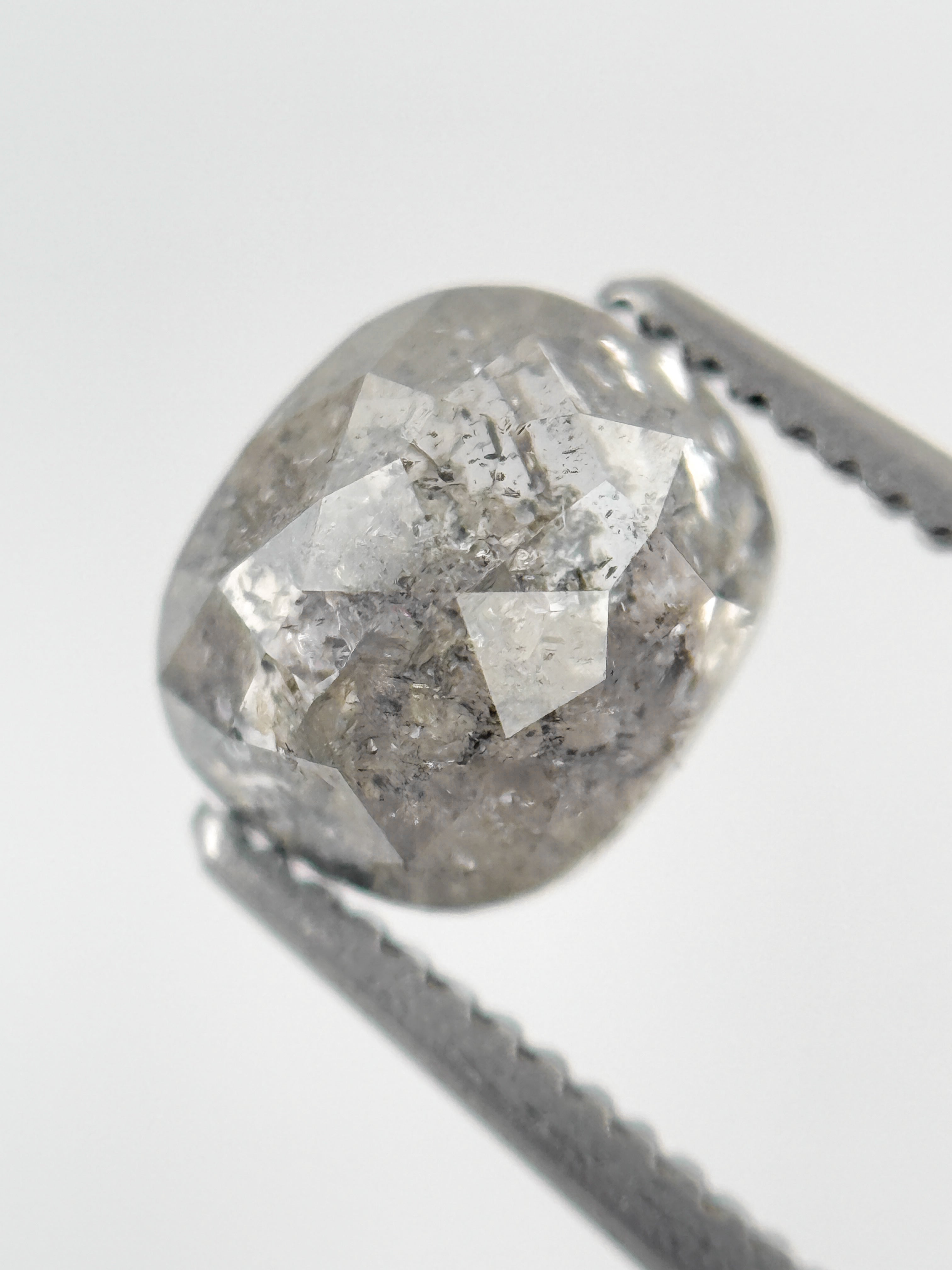1.61 Ct Cushion Rose Cut Grey Natural Fancy Diamond